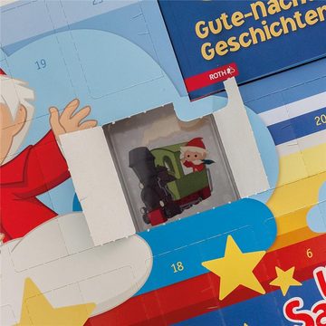 Roth Adventskalender Unser Sandmännchen - Schlaf schön, Leuchtsticker und Geschichtenbuch, für Kinder ab 3 Jahren