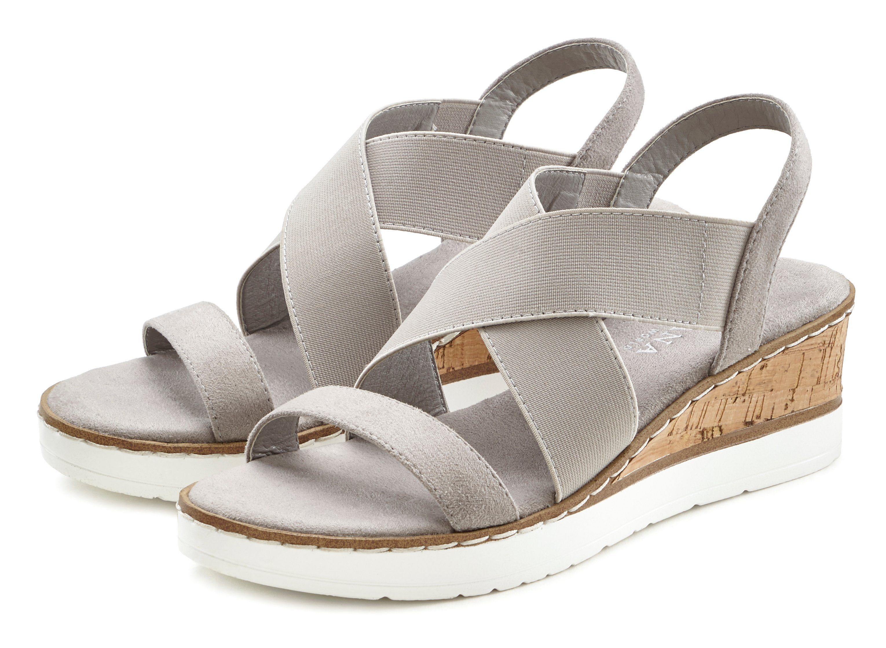 LASCANA Sandalette Sandale, Sommerschuh mit Keilabsatz und elastischen Riemen VEGAN