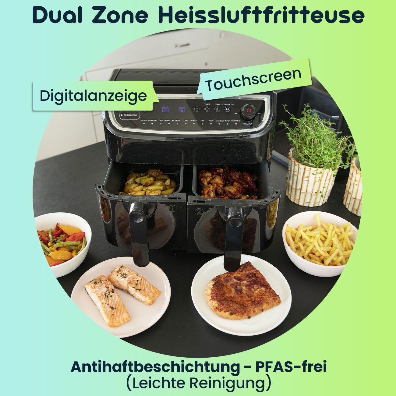 GASTRONOMA Heißluftfritteuse CH8757, 2400 W, Zeitschaltuhr (bis 60 Minuten)