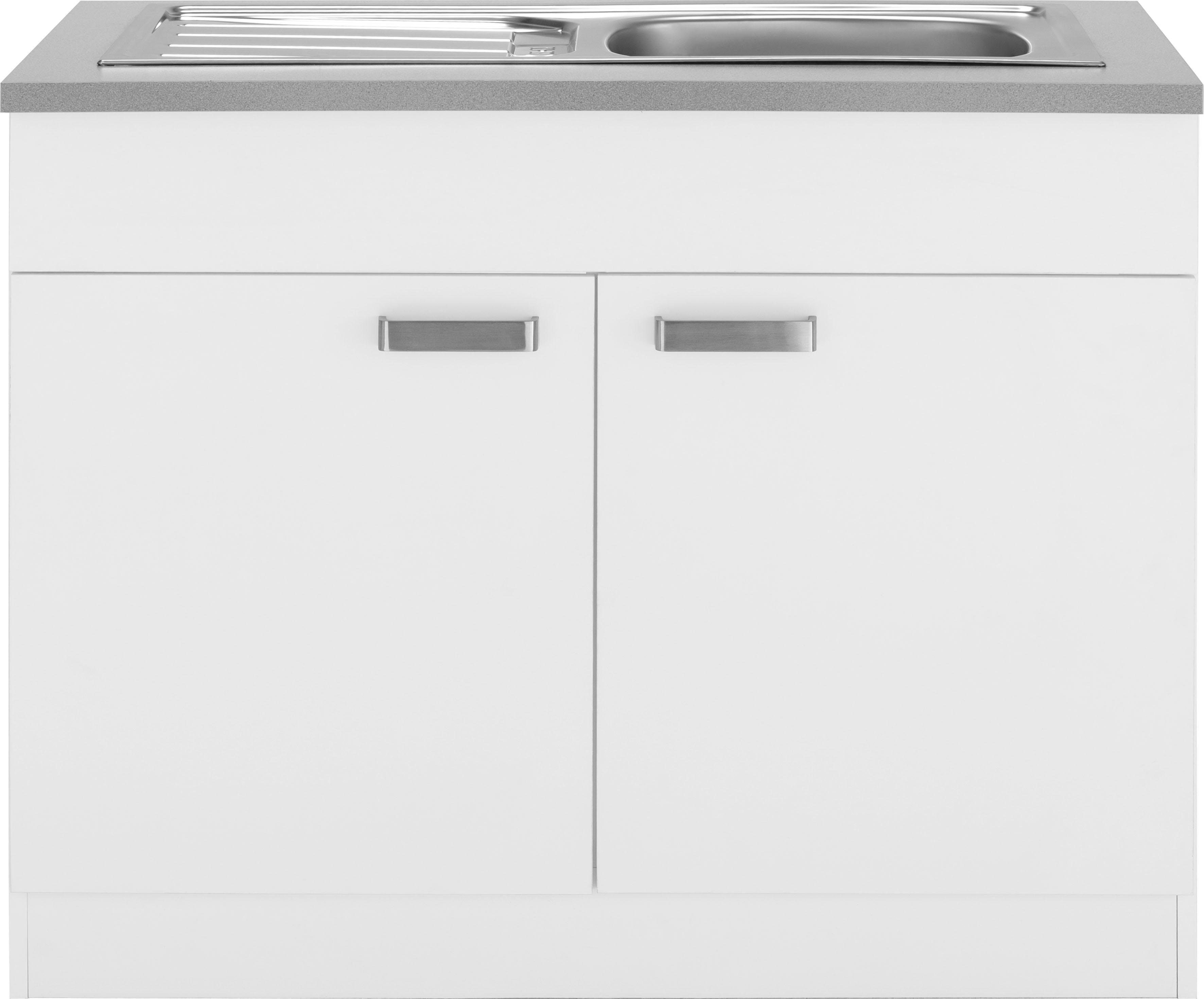 wiho Küchen Spülenschrank Husum 100 cm breit weiß/weiß