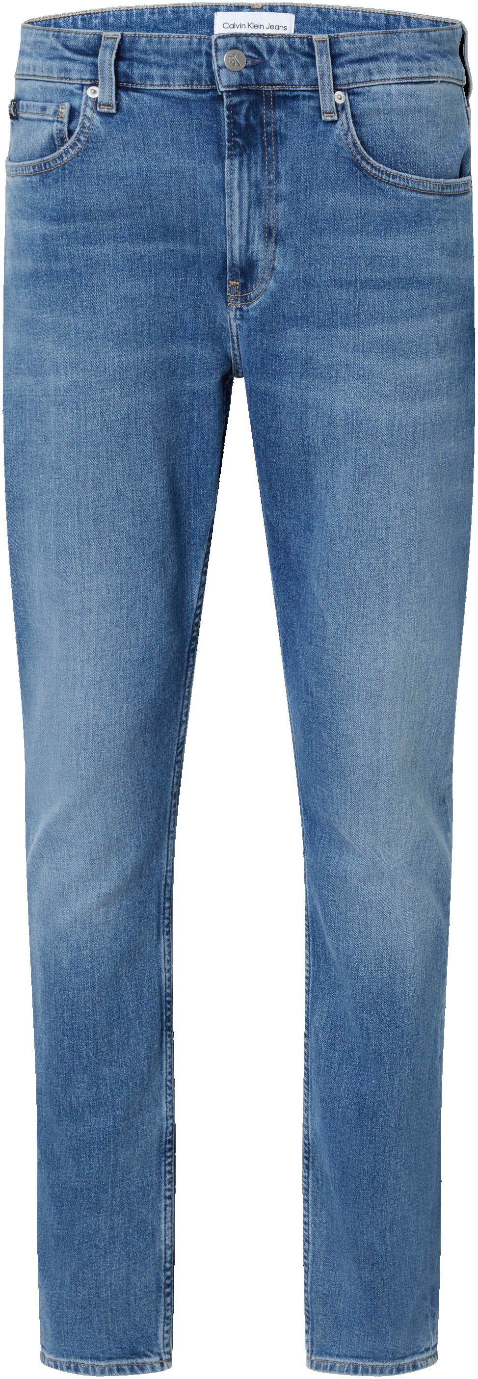 Klein Tapered-fit-Jeans Calvin SLIM mit Jeans Calvin Leder-Badge TAPER Klein