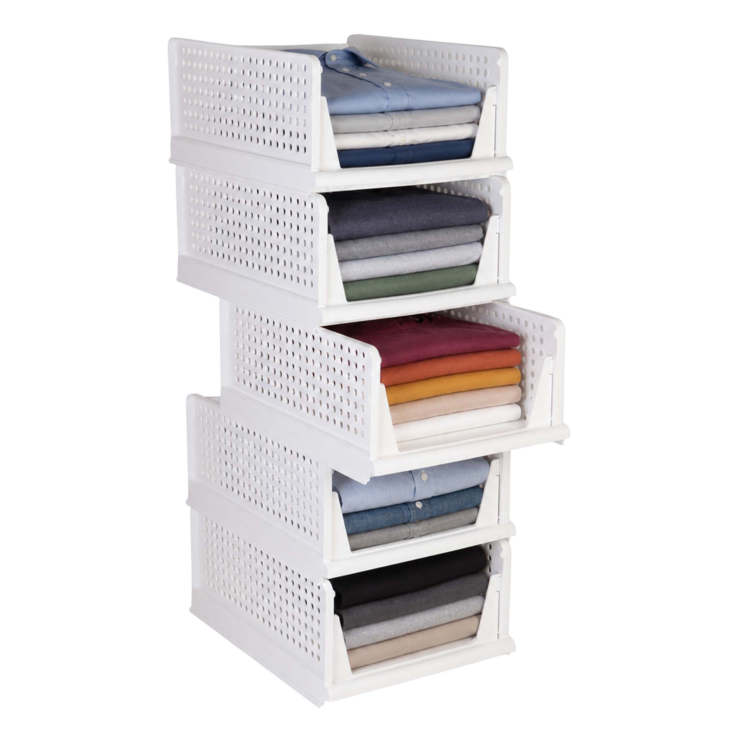 relaxdays Faltbox Kleiderschrank Organizer 5er Set, weiß
