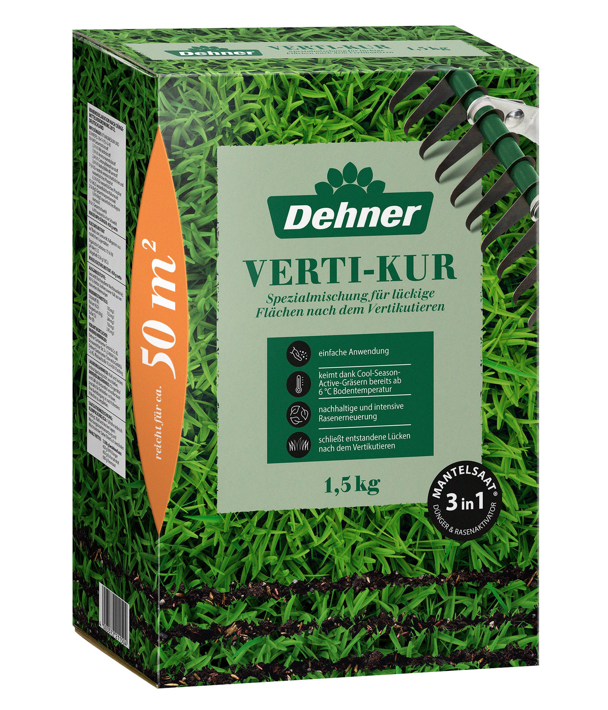 Rasensamen Rasen Verti-Kur Saatgut, mit Dünger & Substrat, verschiedene Größen