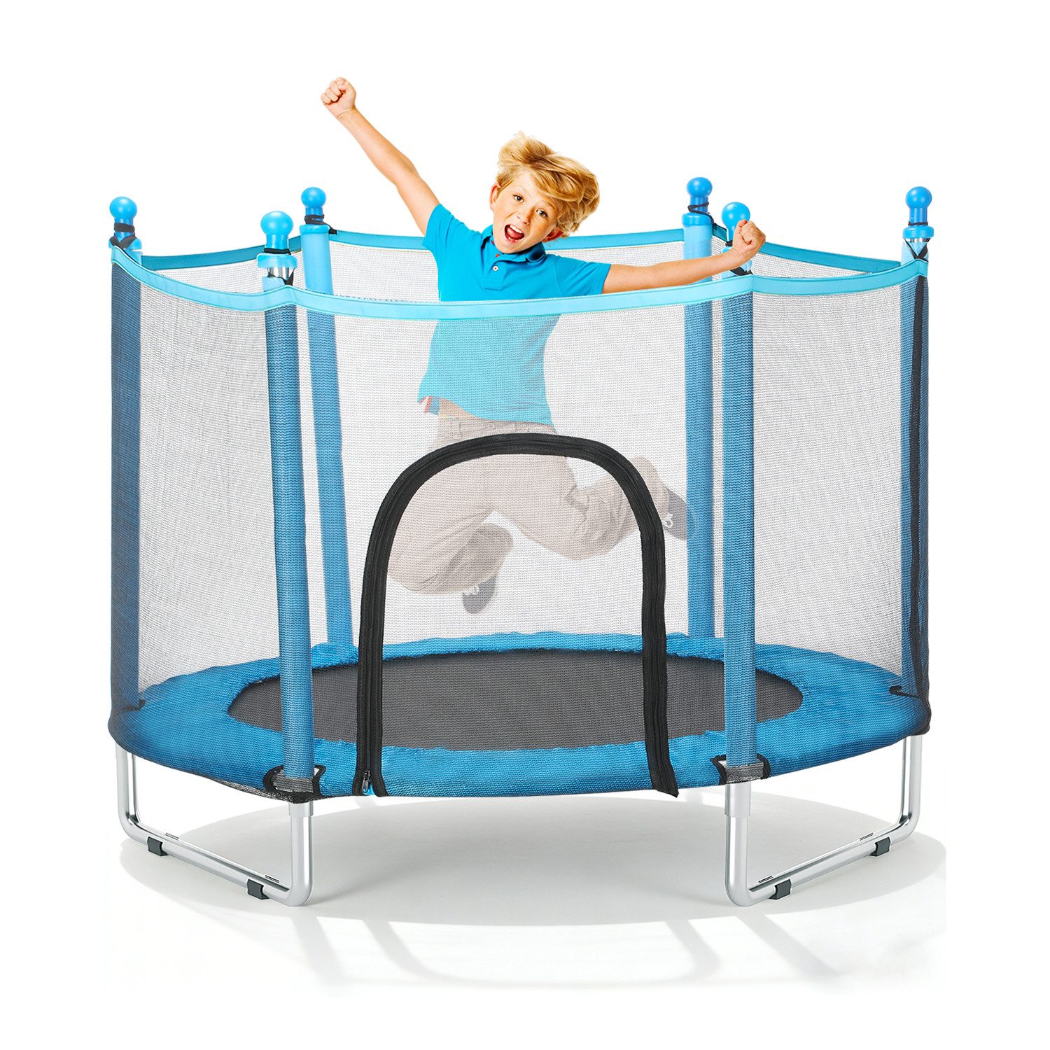 kehot Kindertrampolin Gartentrampolin mit Sicherheitsnetz, Stabiler Konstruktion, Geschenk, Ø 140 cm, Indoor-/Outdoor Trampolin für Kinder ab 3 Jahre, bis 100KG
