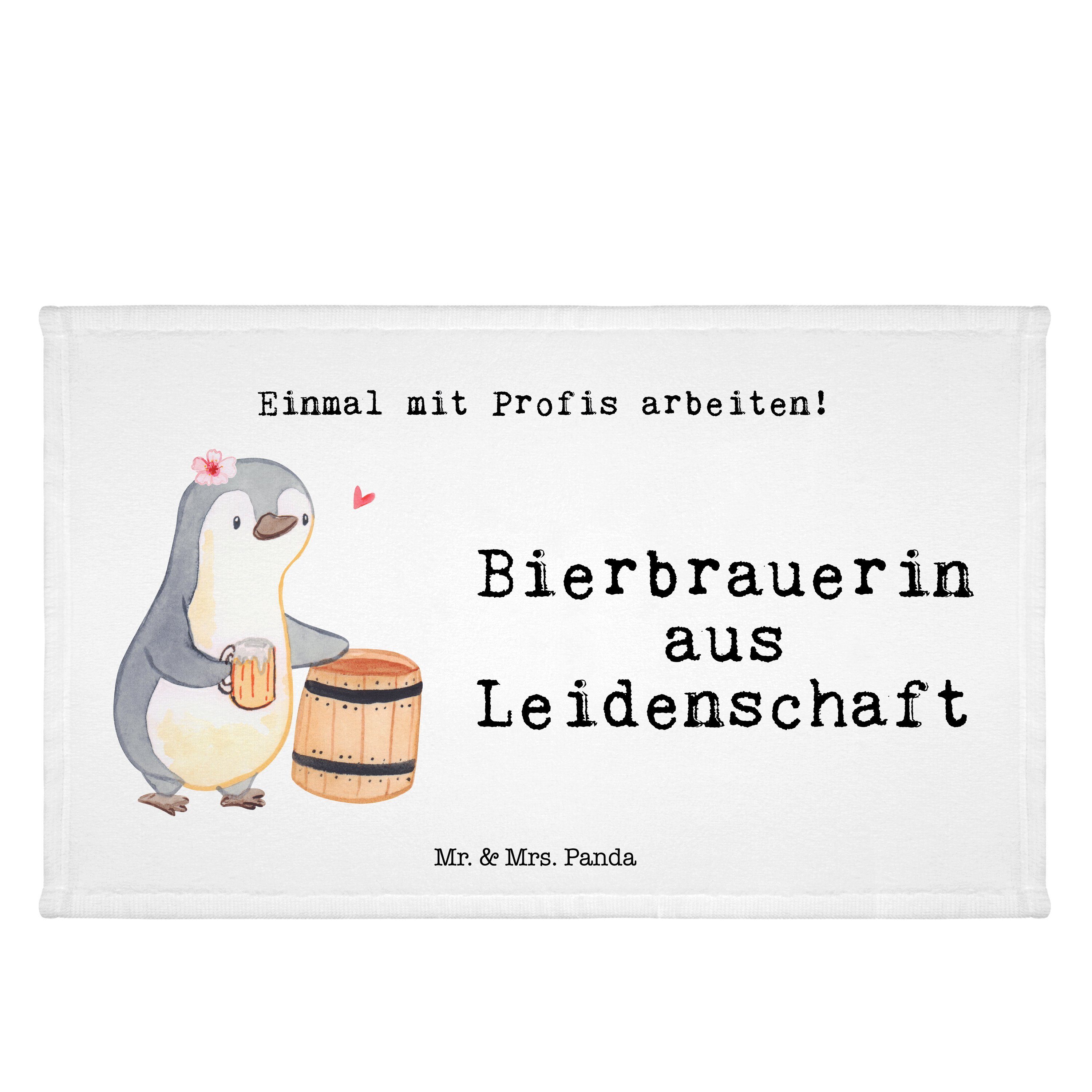 Mr. & Mrs. Panda Handtuch Bierbrauerin aus Leidenschaft - Weiß - Geschenk, Kollege, Gästetuch, (1-St)