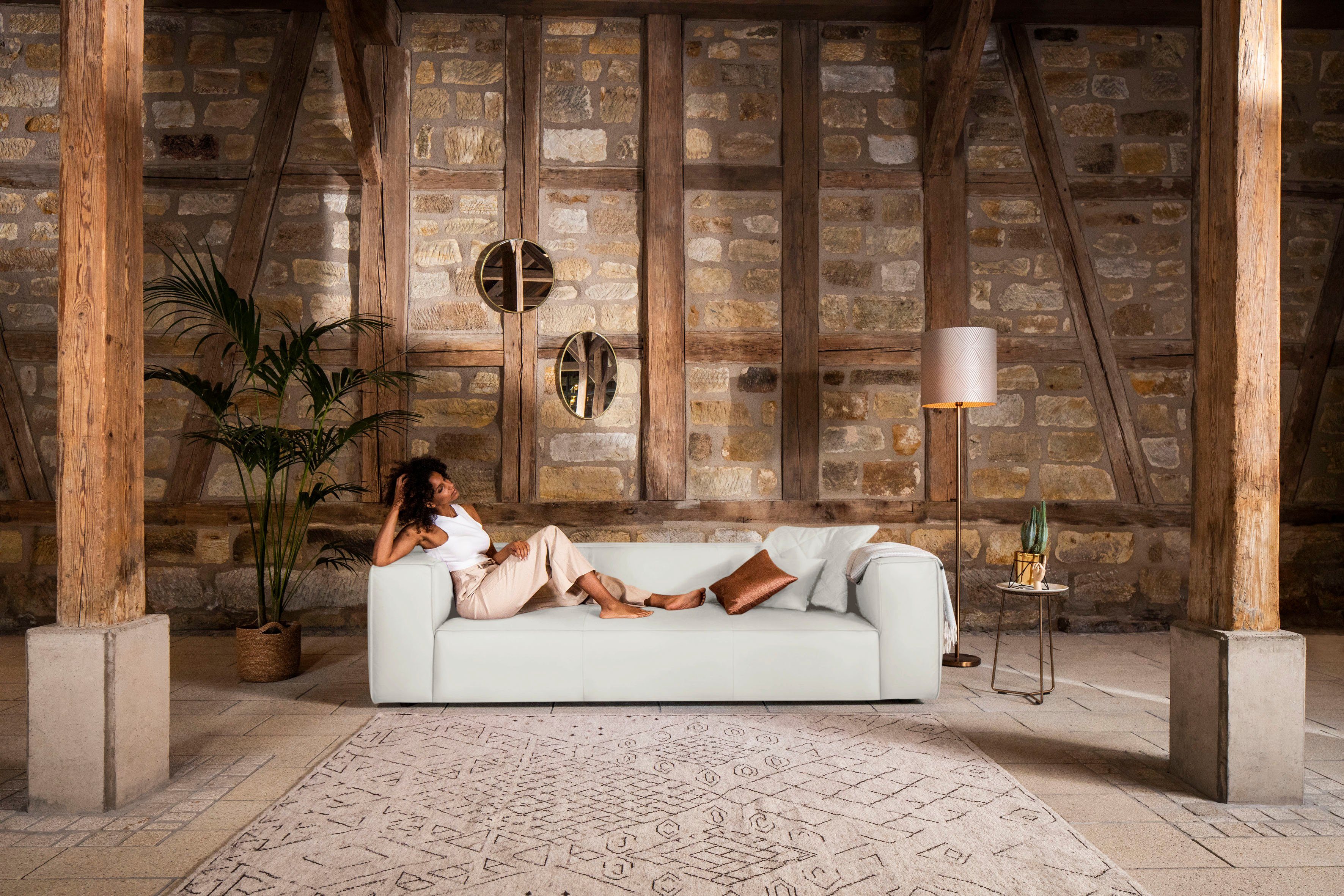 W.SCHILLIG 3-Sitzer around-the-block Mega Sofa mit tollem Sitzkomfort, Breite 260cm, mit eleganter Biese, mit Federkern
