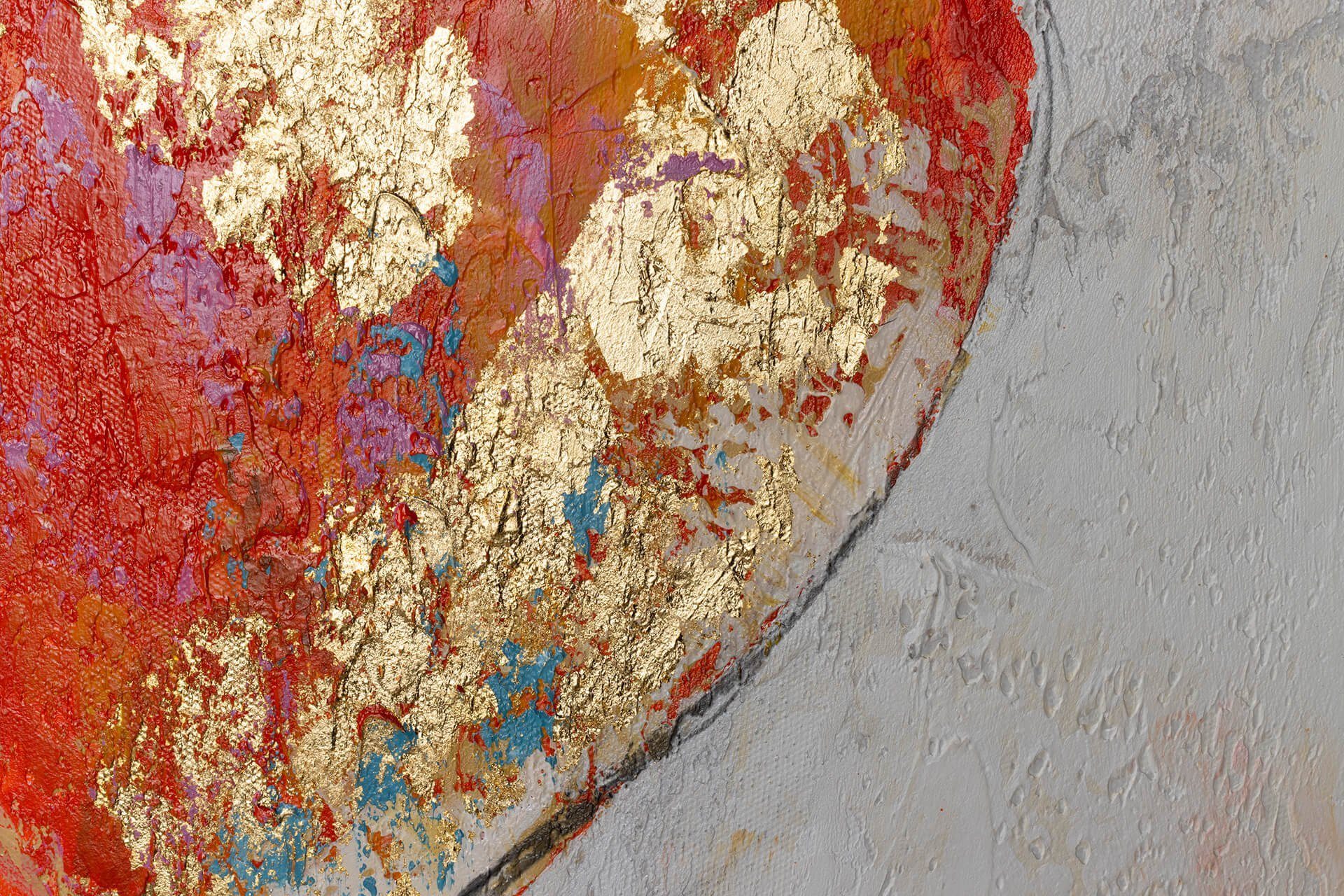 Heart My Leinwandbild Wohnzimmer 150x50 Wandbild Color Gemälde HANDGEMALT 100% KUNSTLOFT cm,