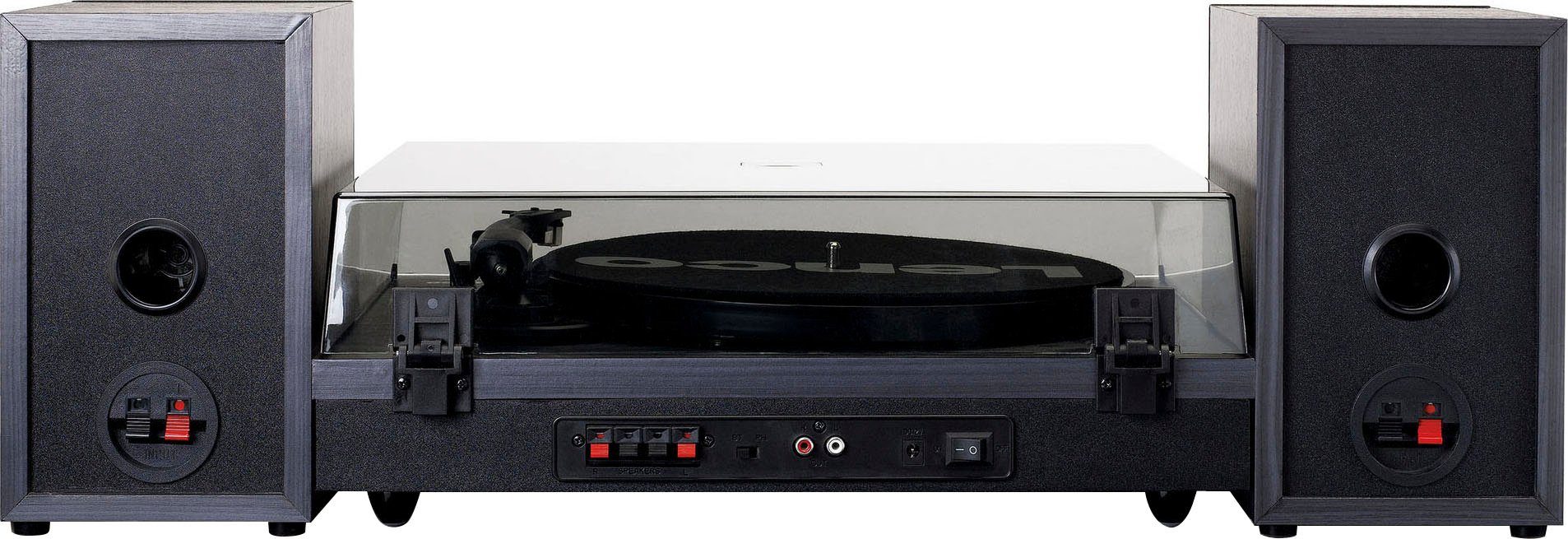 Schwarz ext. Plattenspieler (Riemenantrieb) LS-300BK mit Lautsprechern Lenco Plattenspieler