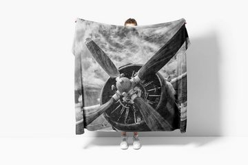 Sinus Art Handtücher Handtuch Strandhandtuch Saunatuch Kuscheldecke mit Fotomotiv Propeller Flugzeug, Baumwolle-Polyester-Mix (1-St), Handtuch