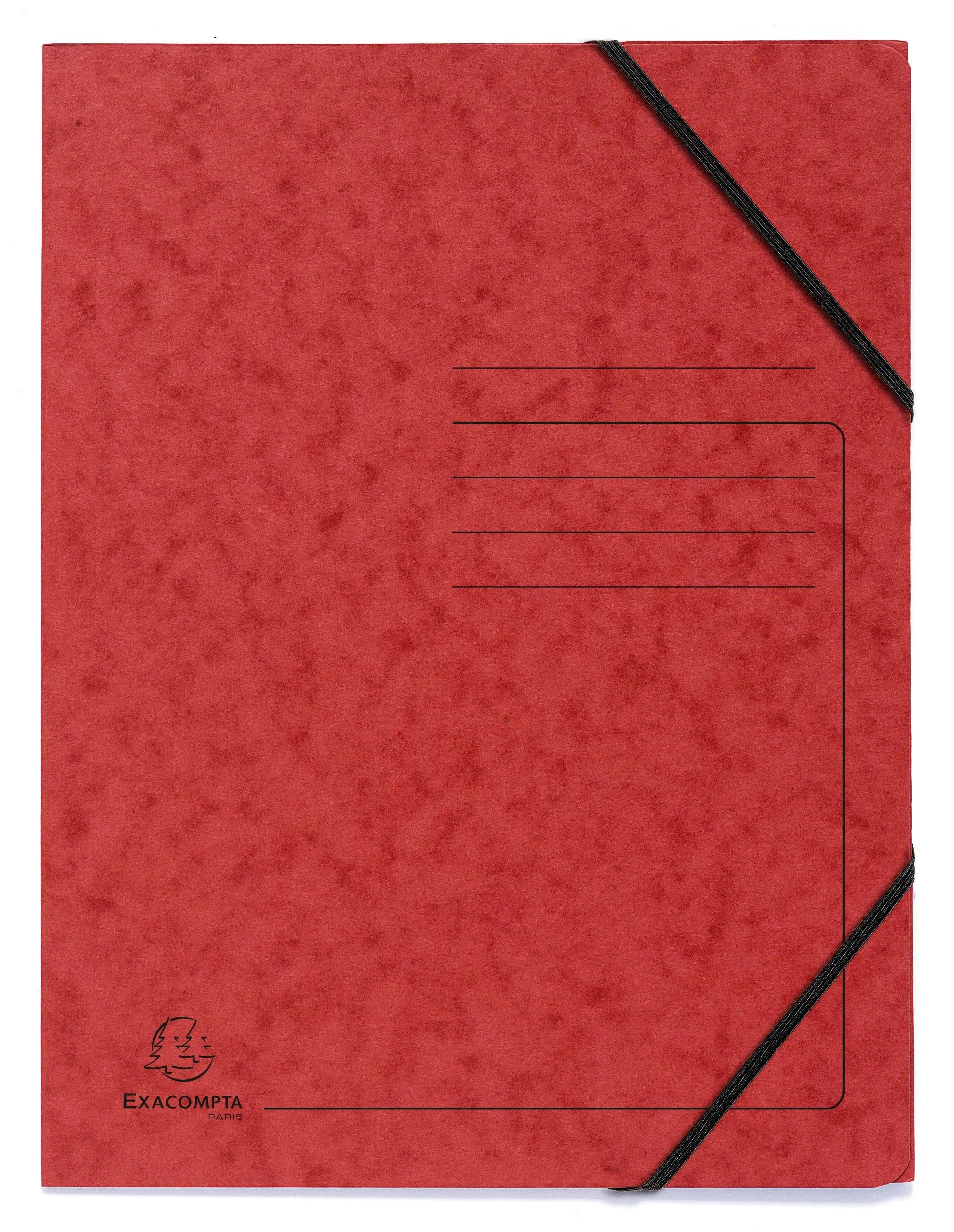 EXACOMPTA Organisationsmappe 25x Eckspannmappe + Gummizug ohne Klappen, Karton, A4, Rot, 555415E, Eckspanner