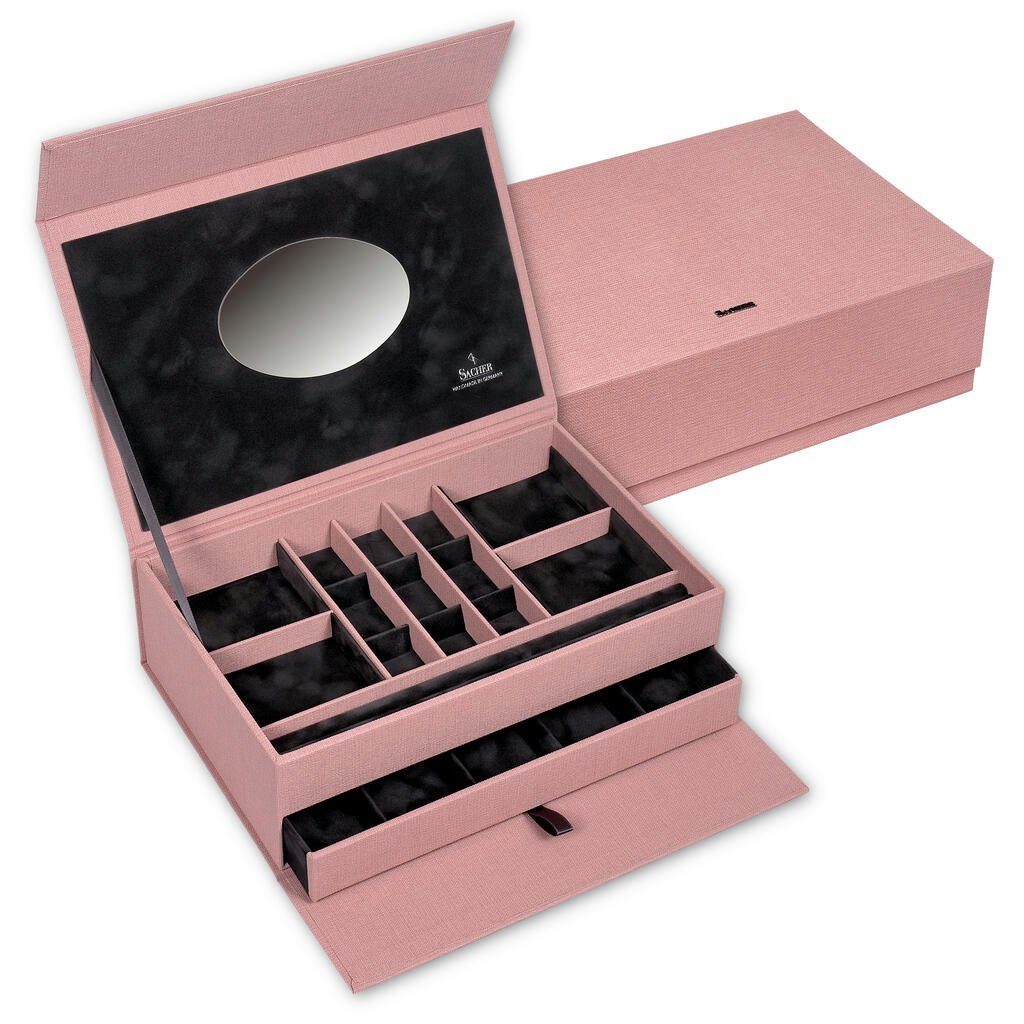 Sacher Schmuckkoffer Schmuckbox, Handgefertigt in Deutschland rosa