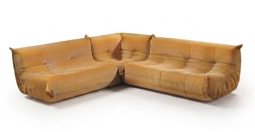 JVmoebel Ecksofa Luxus Ecksofa L-Form Orange Modern Holz Wohnzimmer Komfort, 3 Teile