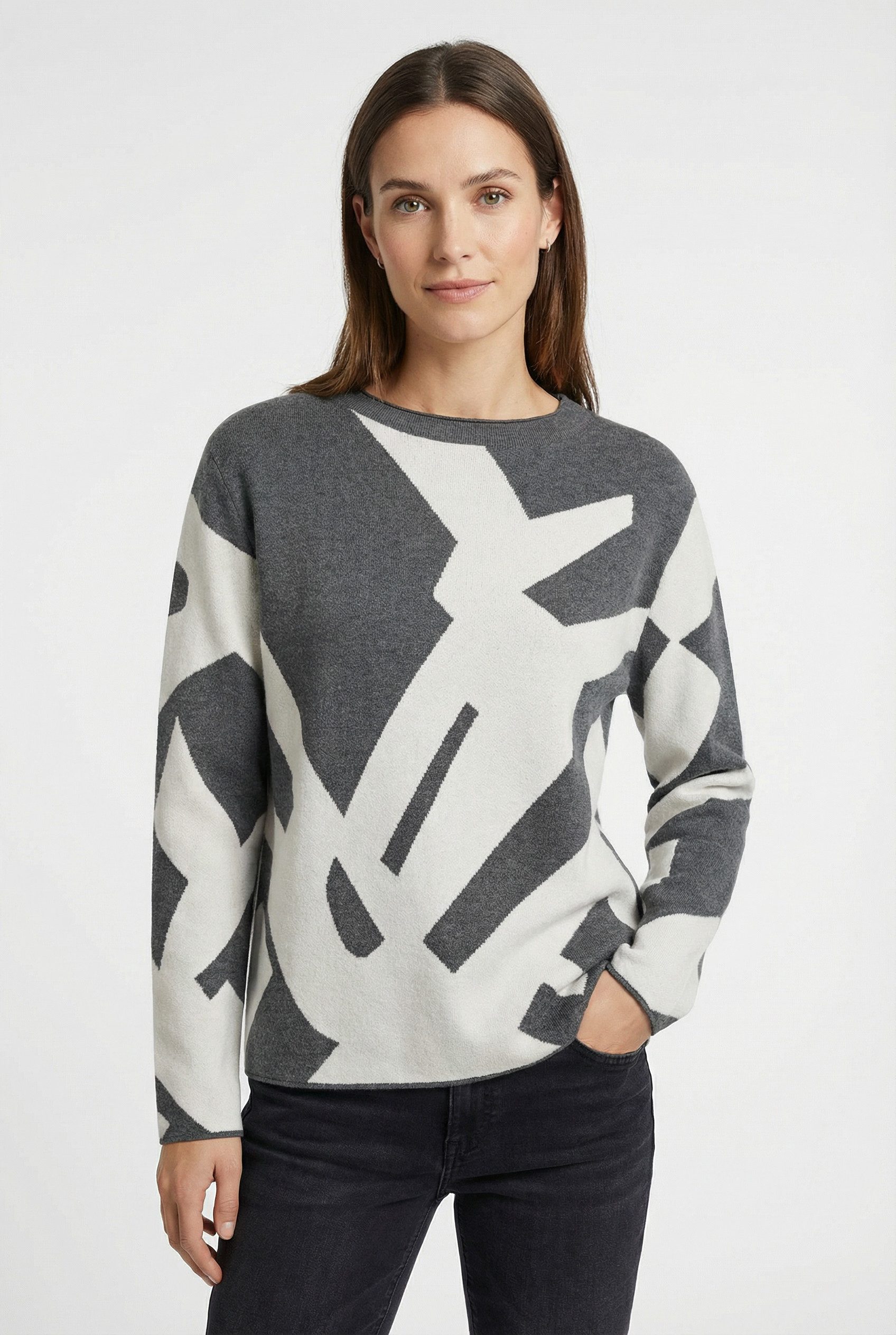 Rabe Strickpullover mit grafischem Muster günstig online kaufen