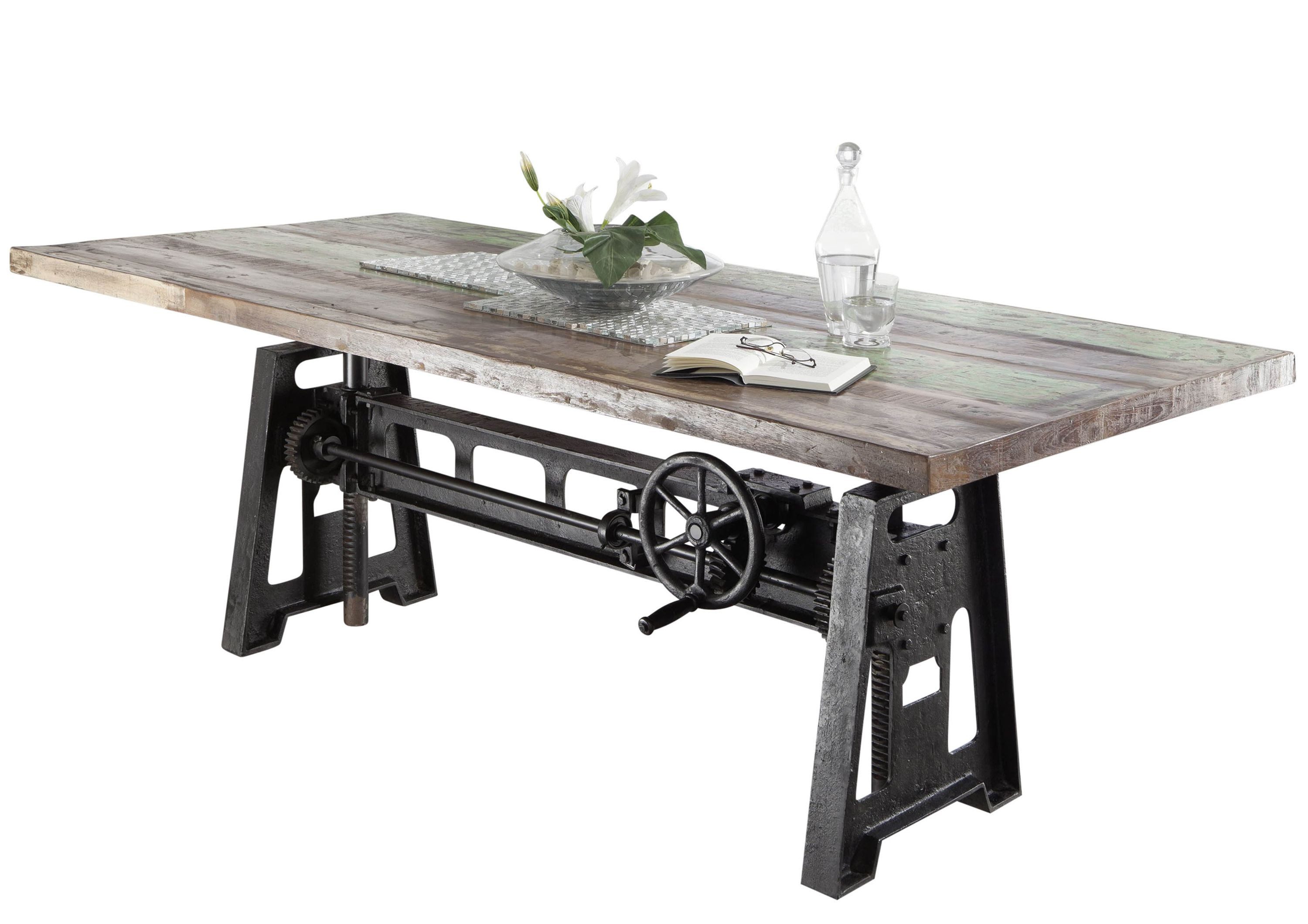 Massivmoebel24 Esstisch INDUSTRIALAltholzMassivholzmehrfarbig (Massivholz zerlegt 181 kg INDUSTRIAL #26), Altholz 260x100x75 cm (BxTxH) mehrfarbig lackiert