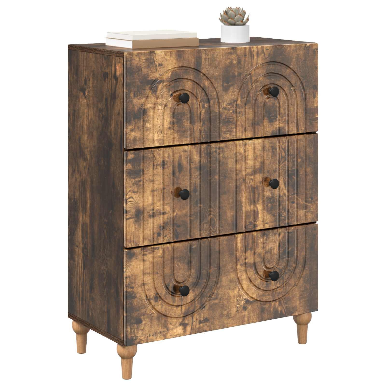 vidaXL Kommode 66 x 34,5 x 90 cm Kommode Schubladenschrank Sideboard Geräucherte Eich