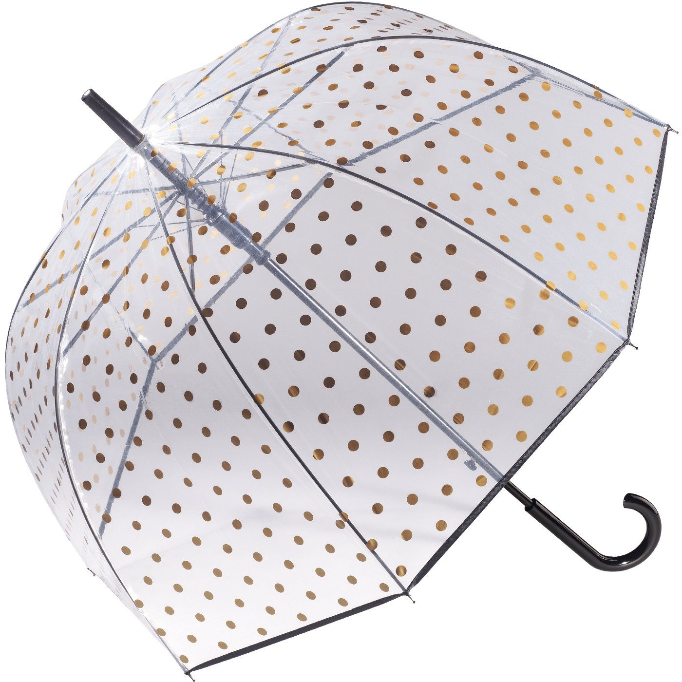 Pierre Cardin Stockregenschirm Glockenschirm Automatik Metallic Dots gold, günstig online kaufen