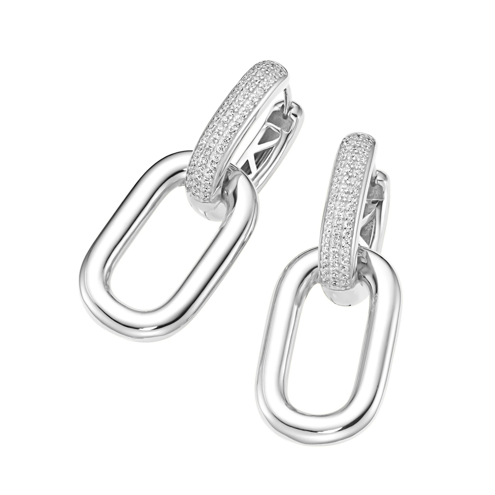 Paar Creolen mit weißen Zirkonia, Silber 925