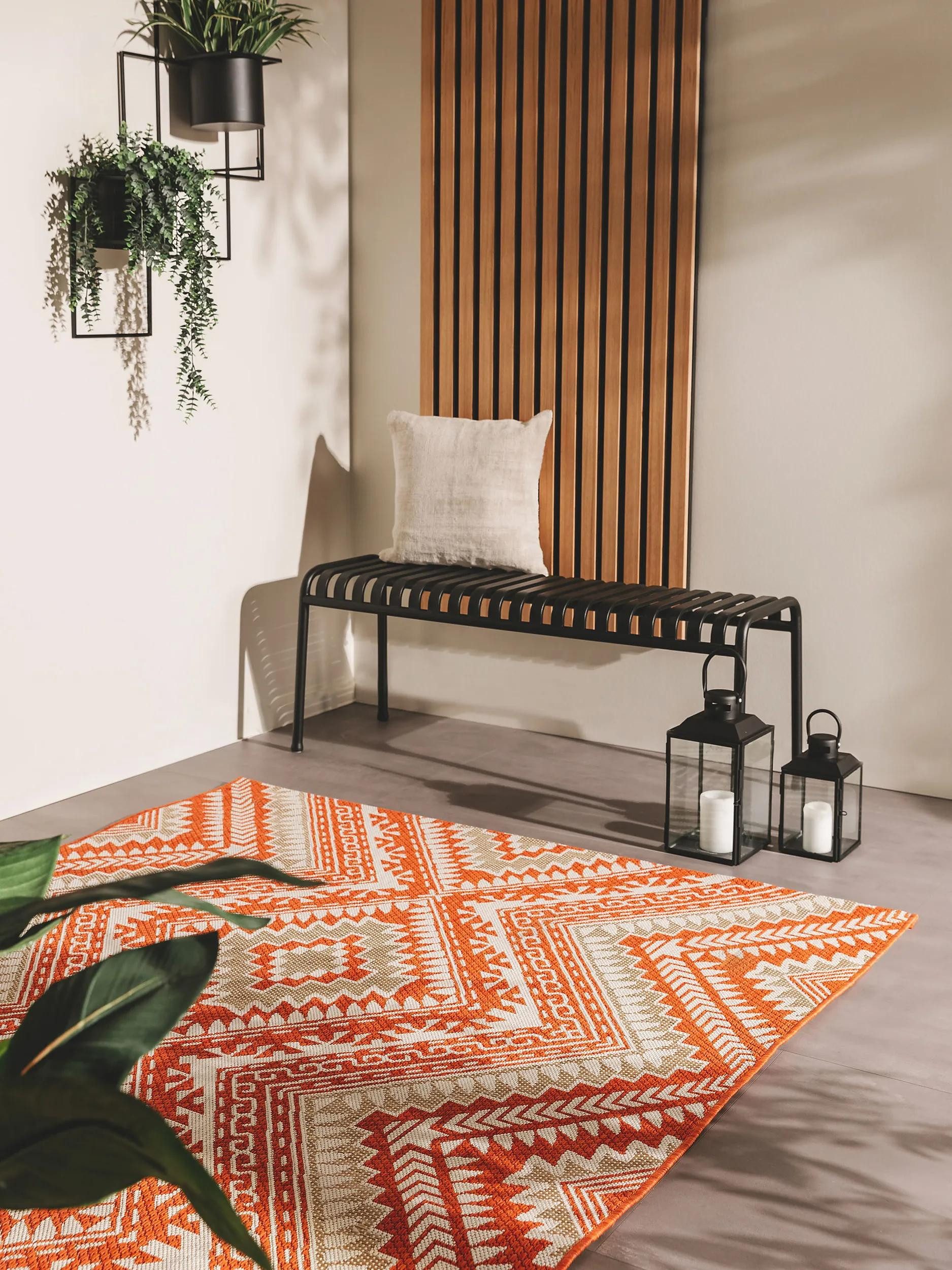 benuta Outdoorteppich Cleo, rechteckig, Höhe: 5 mm, Teppich Wohnzimmer, Schlafzimmer, Esszimmer, Flur, Kunstfaser, Cozy