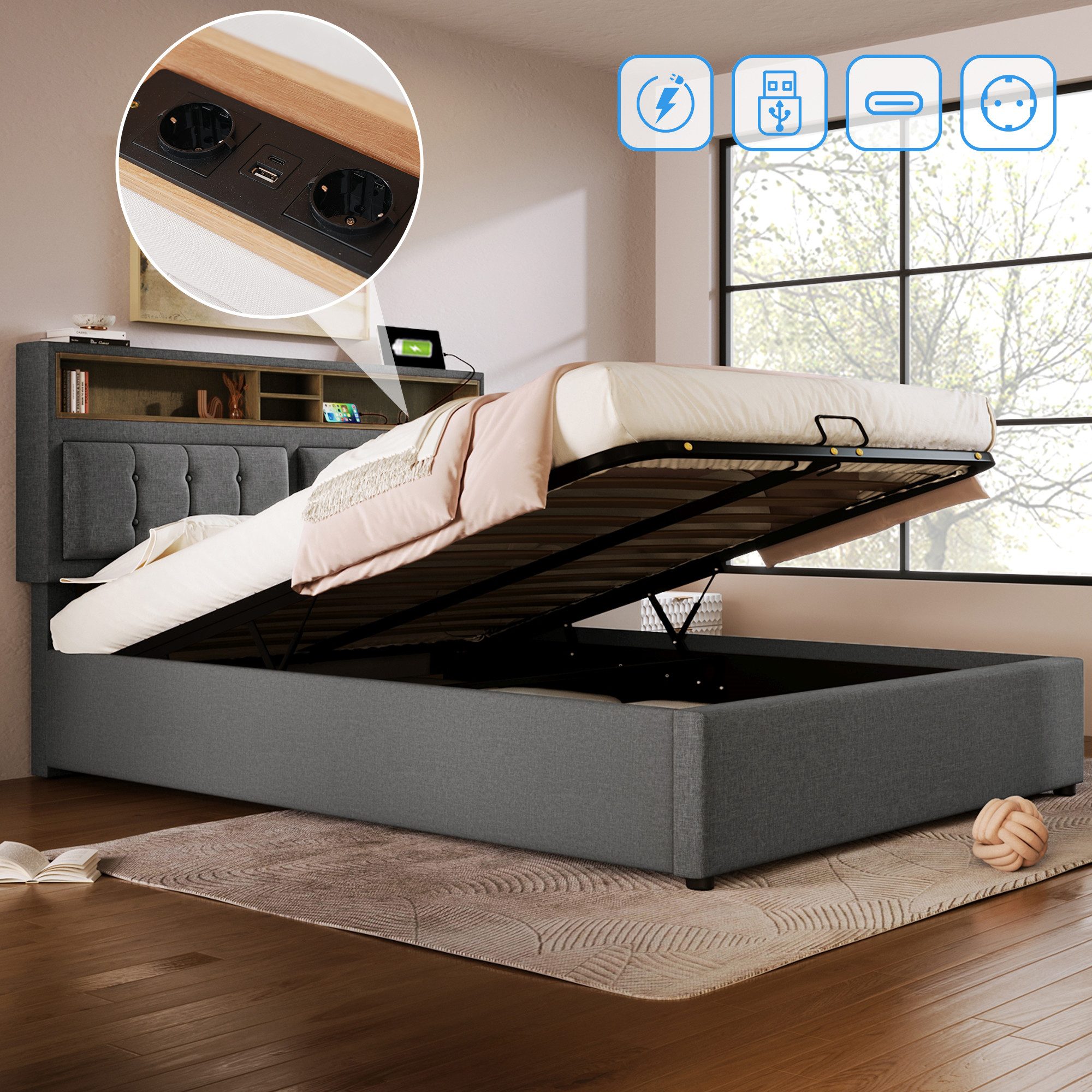 STILVORA Polsterbett 140x200 Bett Jugendbett mit günstig online kaufen