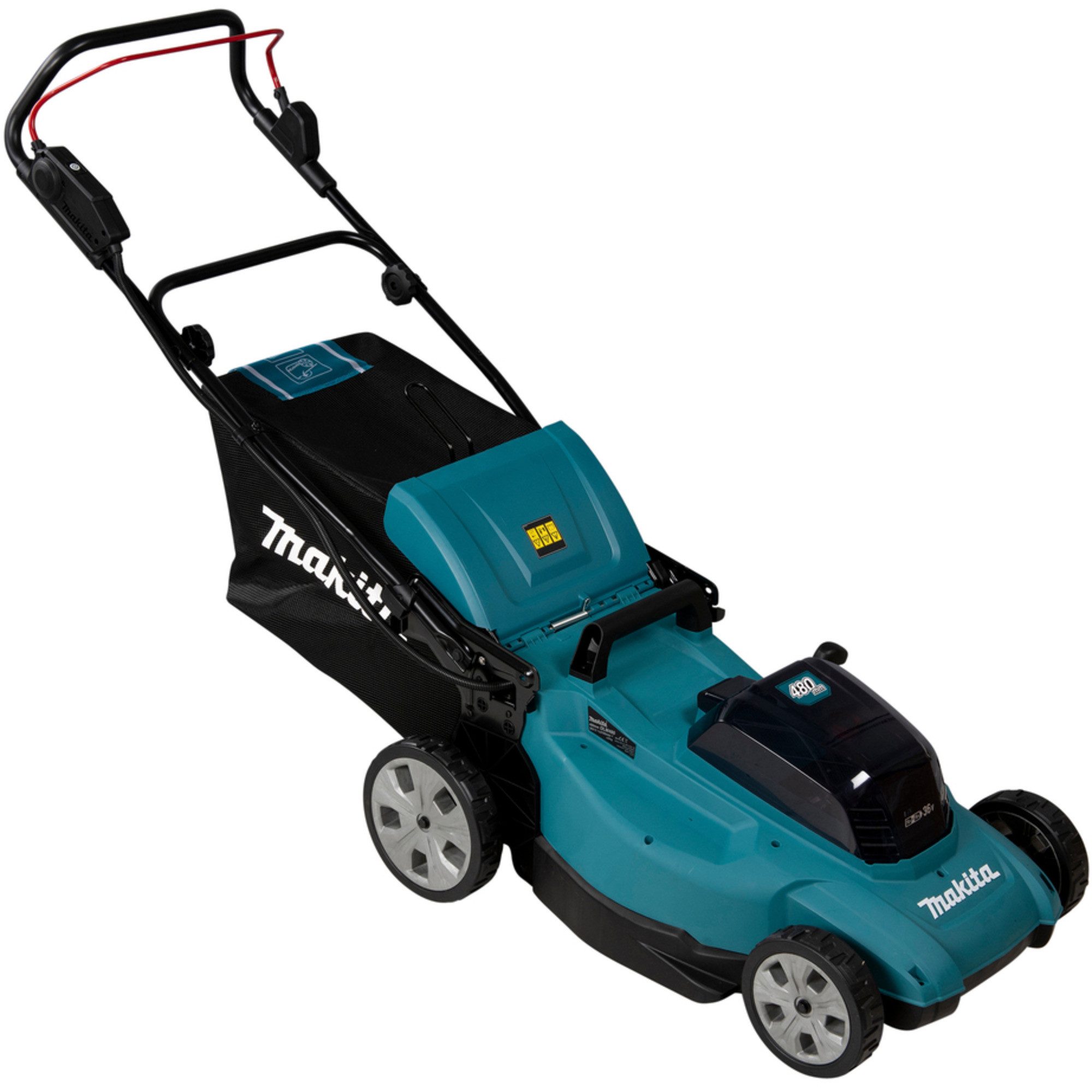 Makita Akkurasenmäher Makita Akku-Rasenmäher DLM480CT2, 36Volt, 48 cm Schnittbreite, (2x Li-Ionen Akku 5,0Ah)