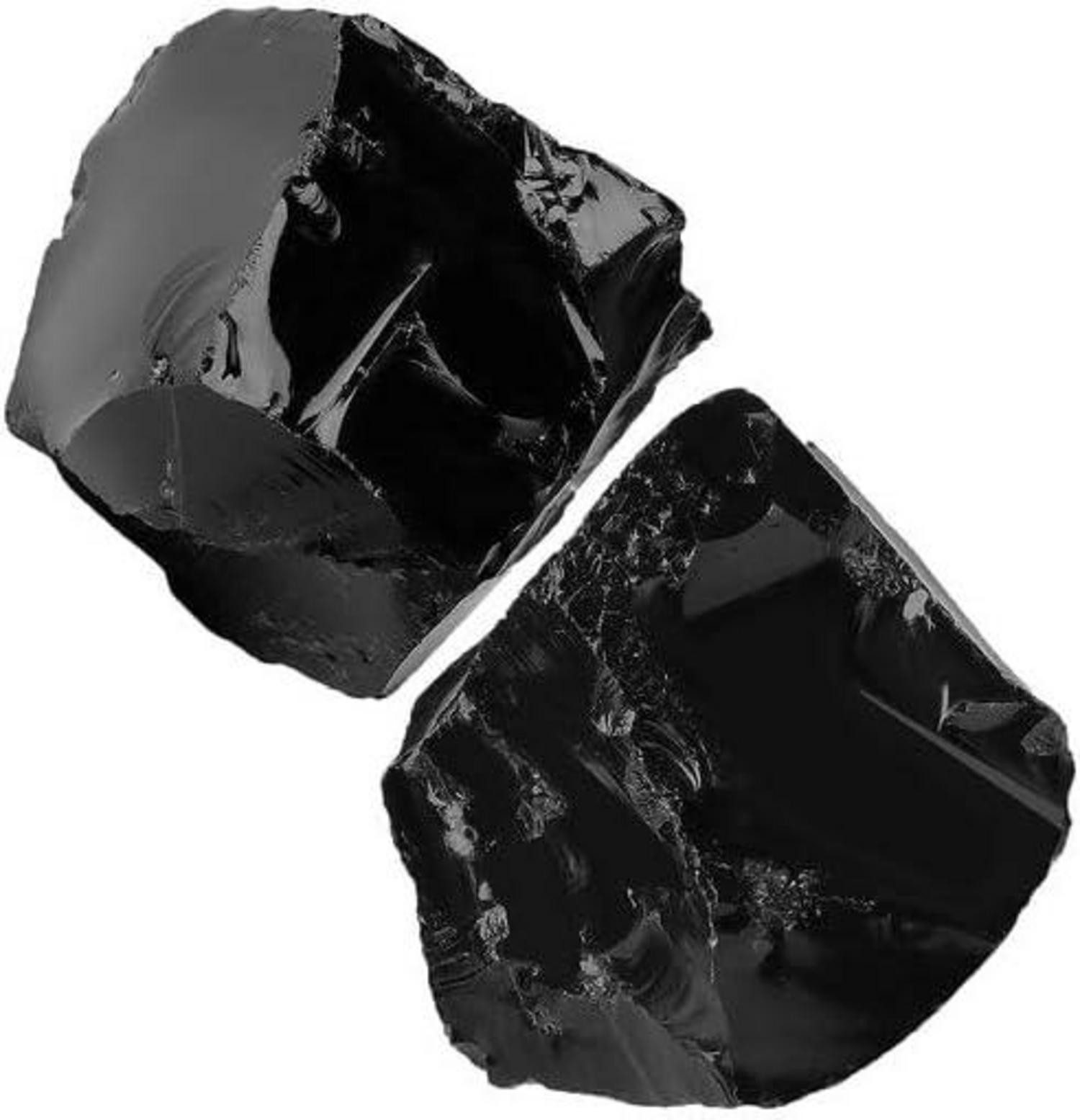 Edelstein Obsidian Kristall Rohstein 2 Stück 100% Natursteine Meditation Reiki