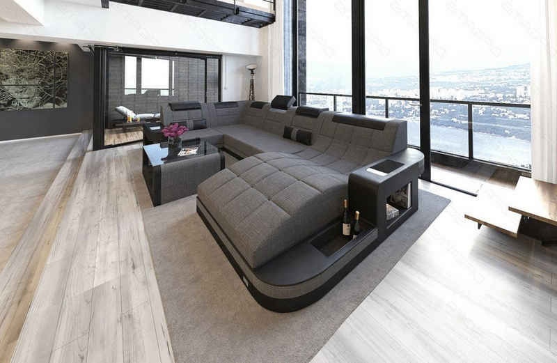 Sofa Dreams Wohnlandschaft Polster Stoffsofa Wave U Form H Strukturstoff Sofa, Couch wahlweise mit Bettfunktion