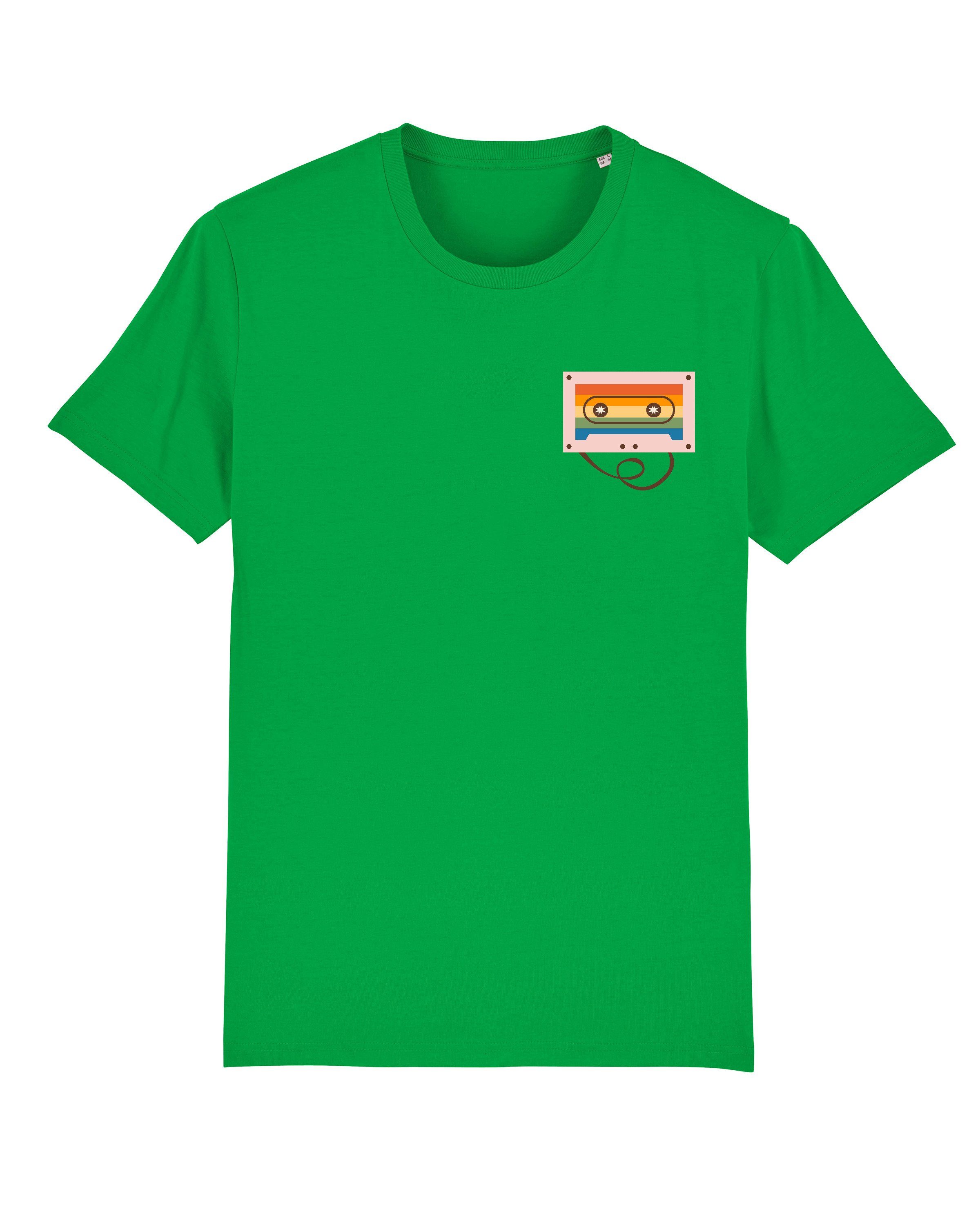 Cassette Apparel (1-tlg) wat? Print-Shirt Rainbow salbeigrün