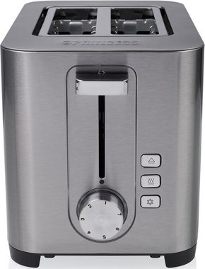 PRINCESS Toaster 142400, 2 kurze Schlitze, 850 W, Edelstahl, Brötchenaufsatz, 7 Bräunungsstufen, Krümelschublade