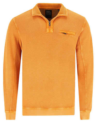 Hajo Sweatshirt Herren Sweatshirt mit Troyer Kragen (1-tlg) Baumwolle