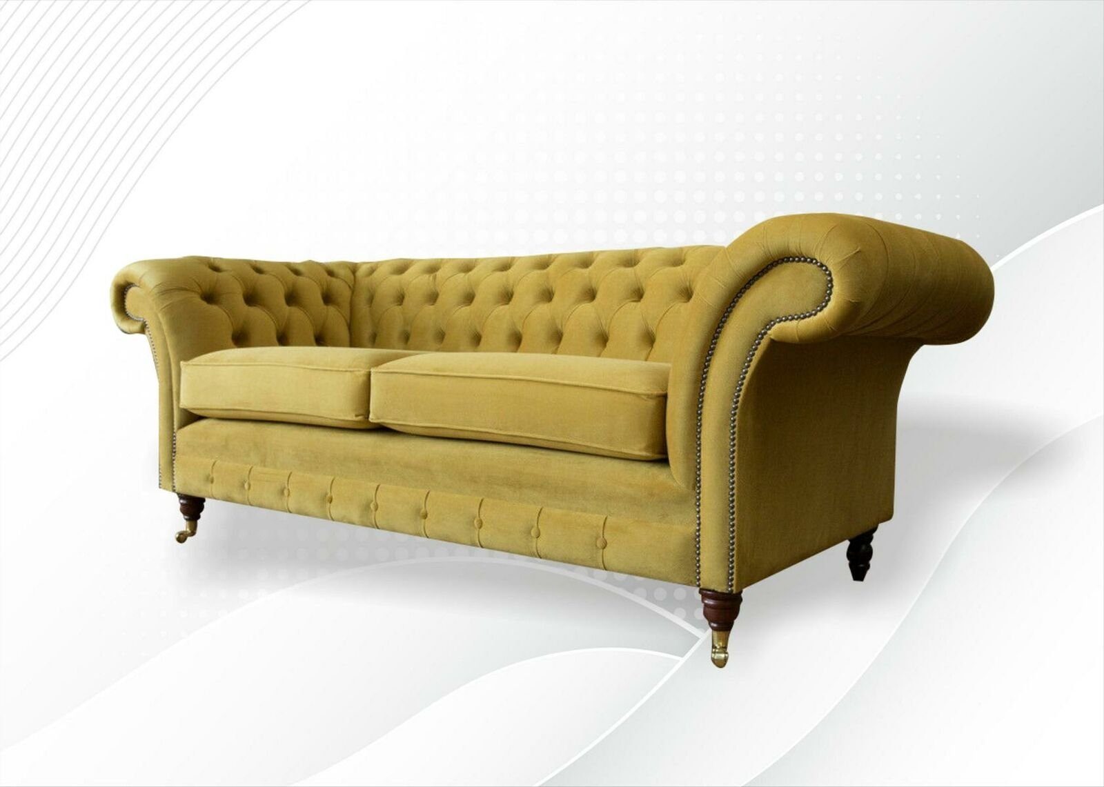 JVmoebel Chesterfield-Sofa Senf Dreisitzer Chesterfield Möbel luxus Design Neuer 3-er, Made in Europe