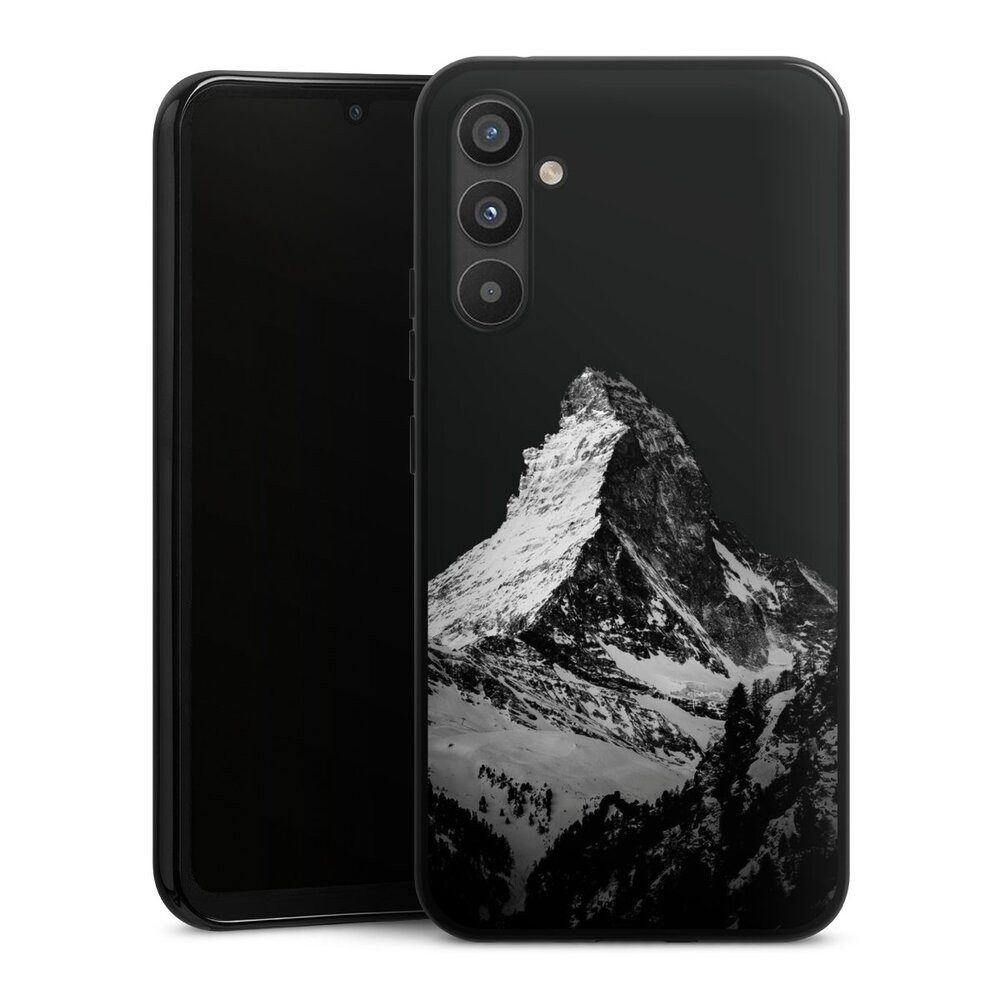 DeinDesign Handyhülle Berg Schnee Alpspitze Snow Capped Mountains Grayscale, Samsung Galaxy A34 5G Silikon Hülle Bumper Case Handy Schutzhülle