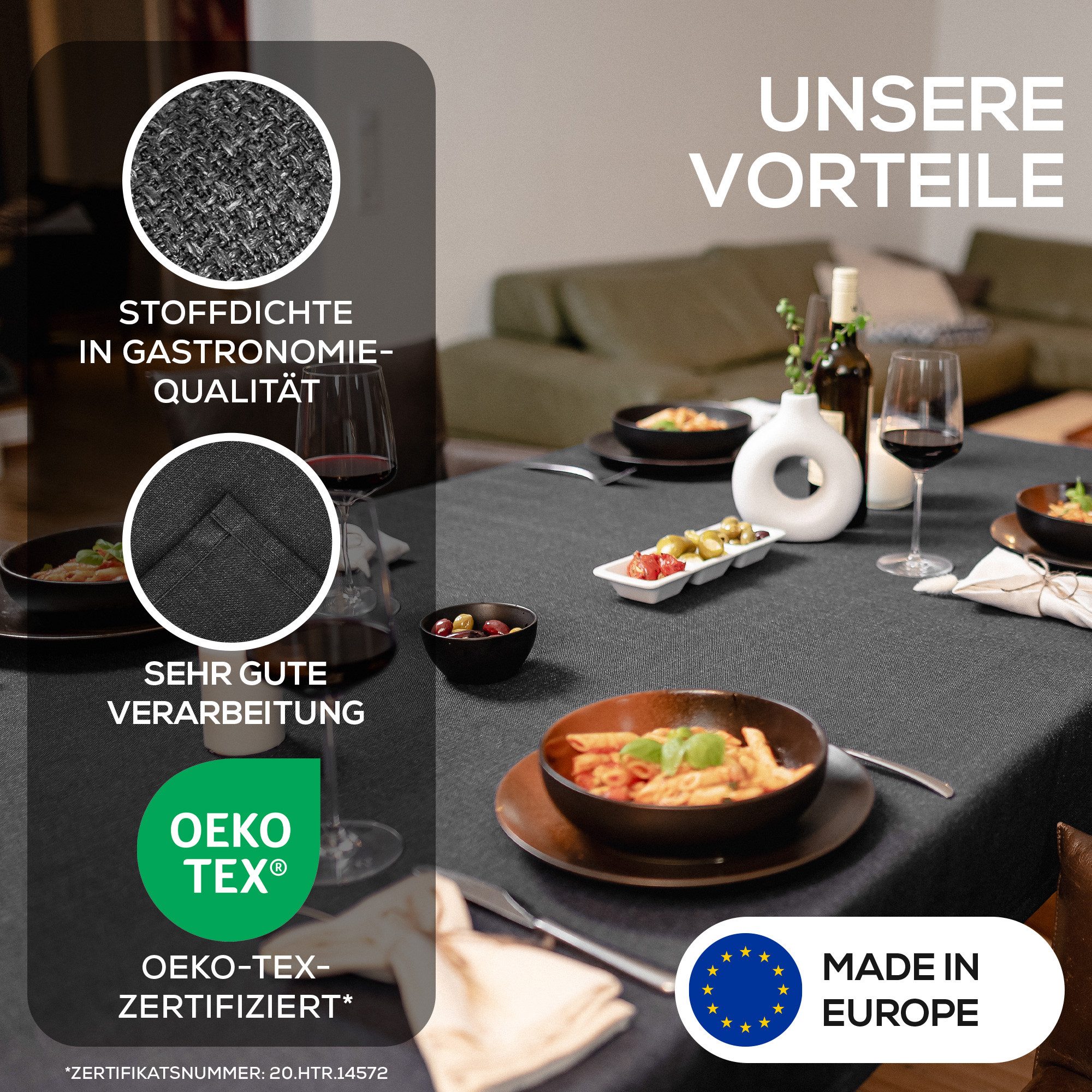 Beautex Tischdecke Elegante Tischdecke Edel Leinenoptik, Lina Tischdecke und Tischläufer (1-tlg)