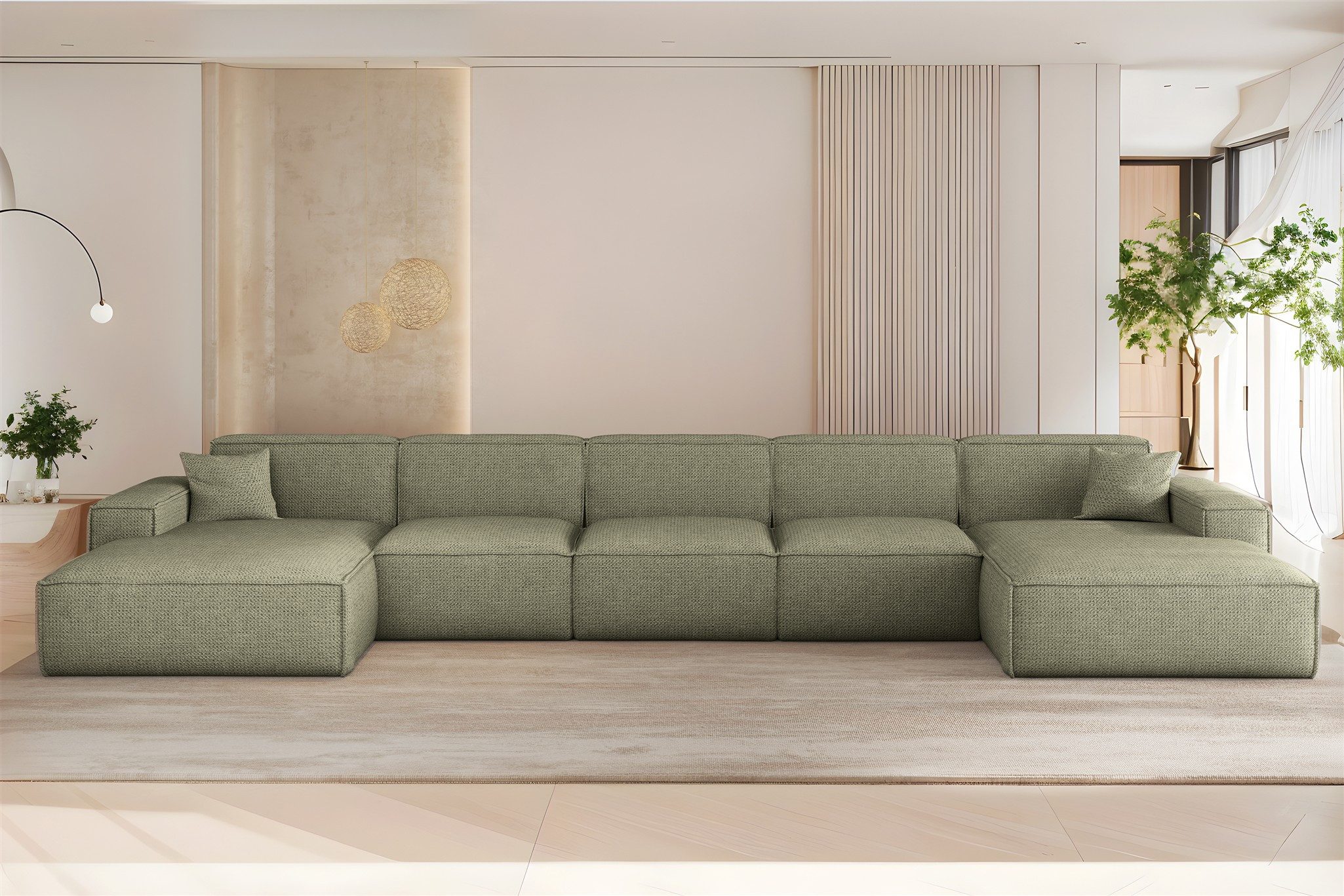 Fun Möbel Wohnlandschaft Sofa U-Form FUN PEREZ PREMIUM XL in Stoff Artico (462 cm), Rundumbezug, inkl. 2 Zierkissen
