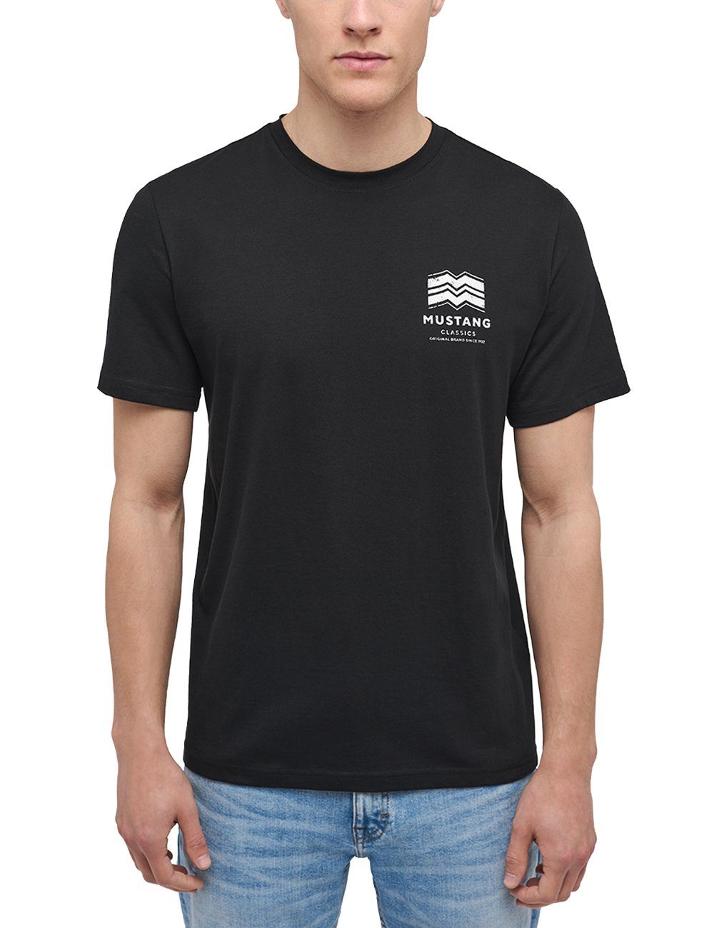 schwarz Mustang T-Shirt Kurzarmshirt MUSTANG