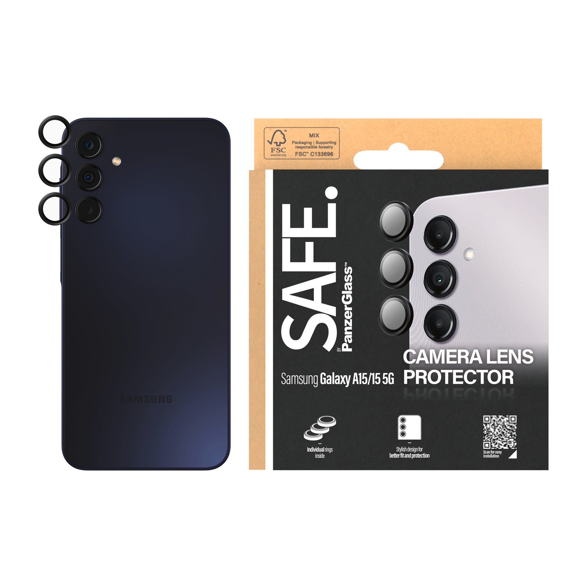 SAFE by PanzerGlass Kameraschutzglas Camera Lens Protector für Samsung Galaxy A15, Samsung Galaxy A15 5G, Kameraschutz
