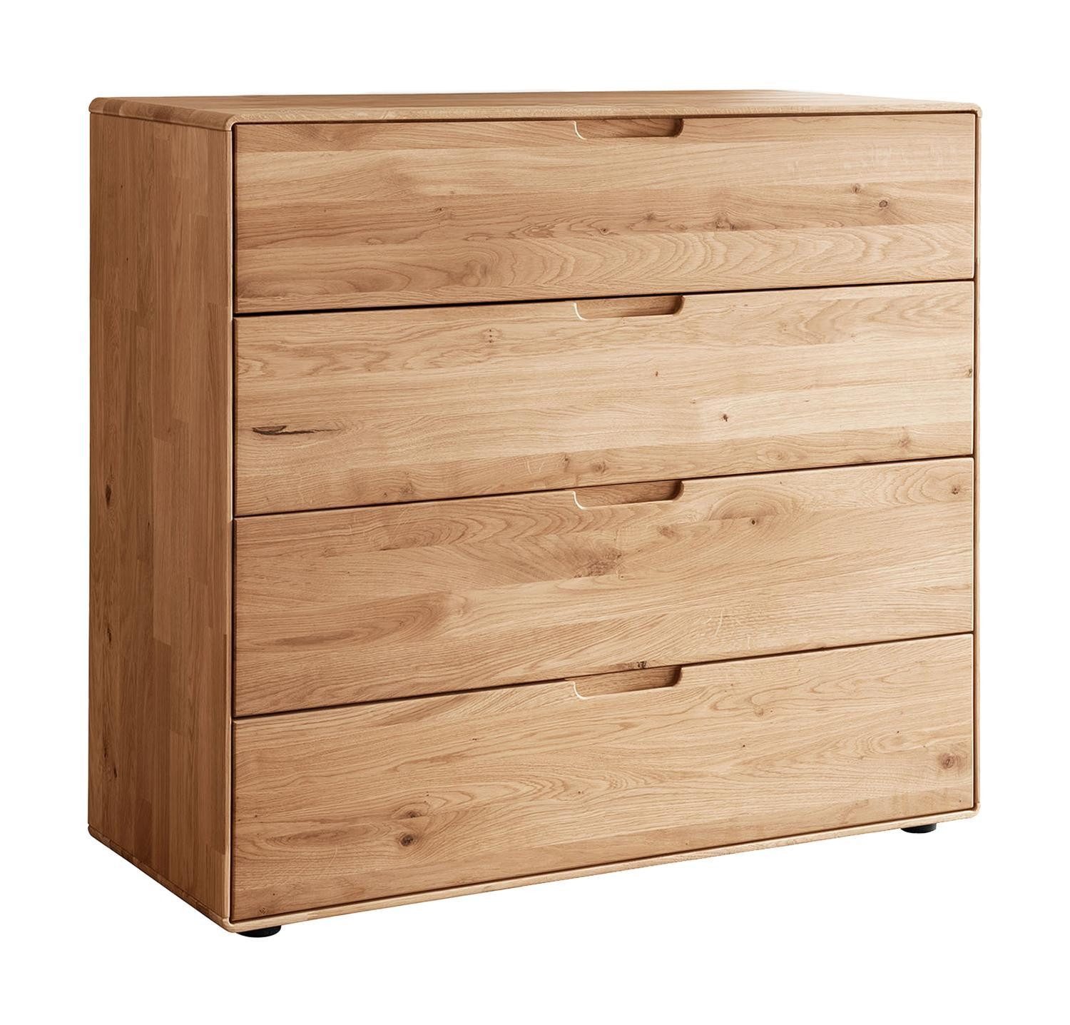 G+K Möbelvertriebs GmbH Kommode KM-0663, 4 Schubladen, Wildeiche massiv, B 100 x H 91 x T 40 cm