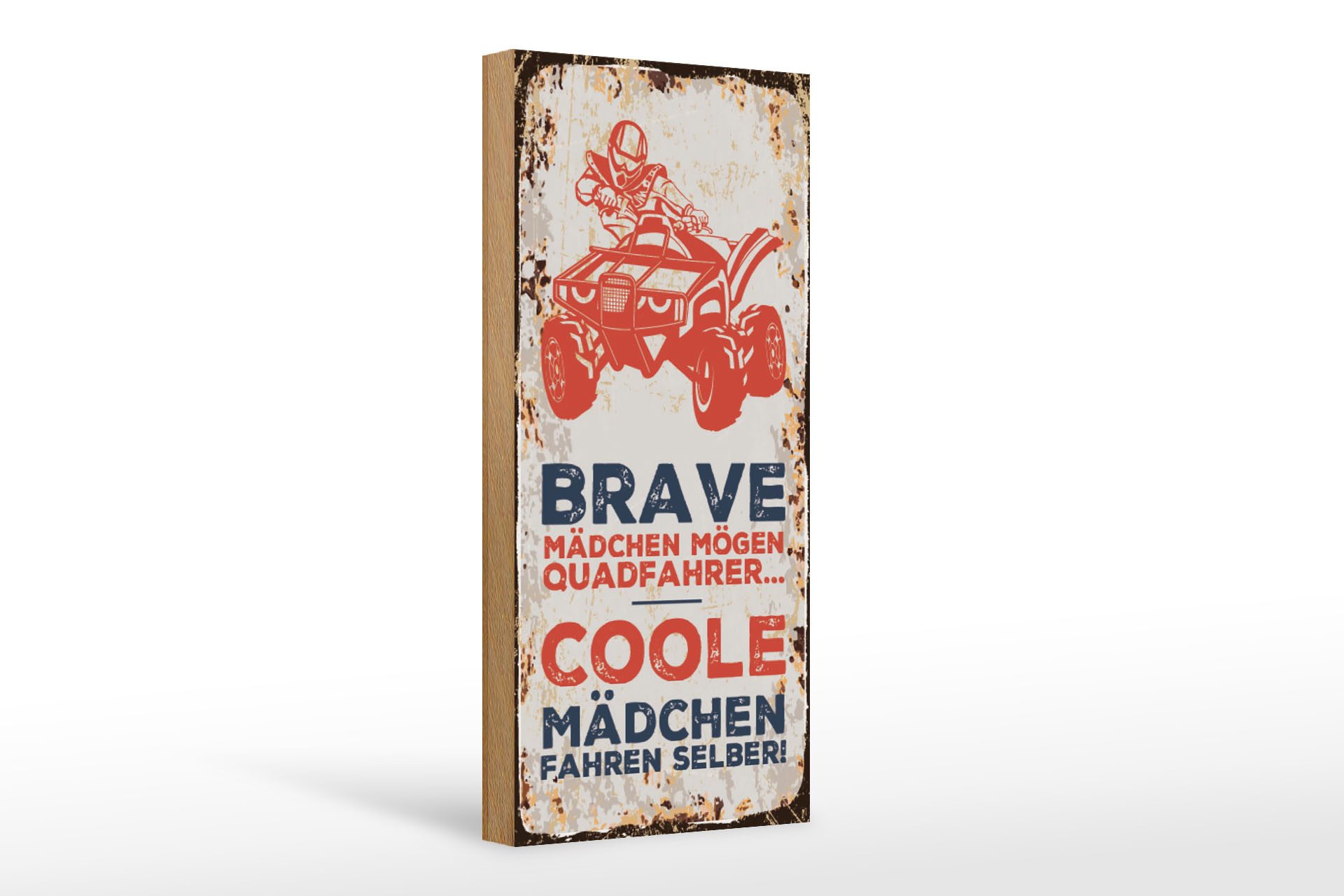 Femer GmbH Holzbild Spruch 27x10 cm Brave coole Mädchen, (1 St), Glatte Holzfaserplatte (MDF), vorn beschichtet