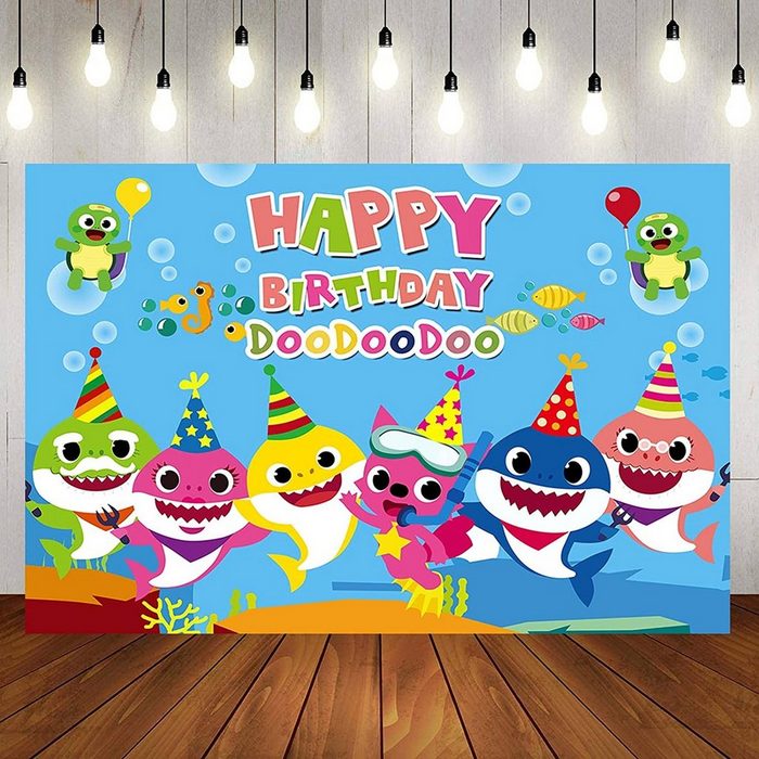 Mmgoqqt Puzzle Shark Birthday Party Supplies and Decorations 5X3 FT Photo Backdrop for Boy Girl Baby Shower Kids Bedroom Wall Decor Puzzleteile