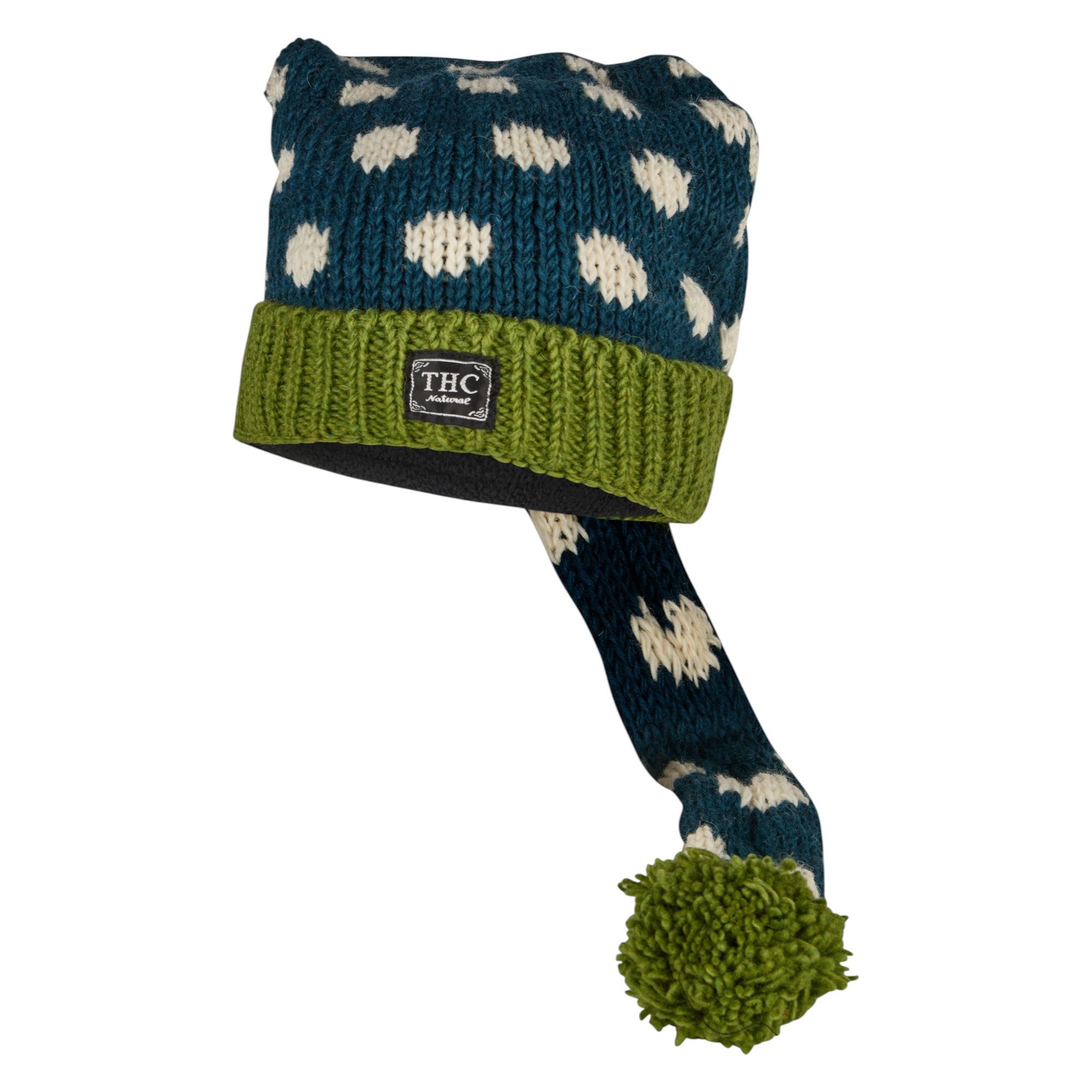 THC Natural Line Strickmütze THC Schafwoll Zipfelmütze 842 gepunktet (1 Stück, 1-St., 1 Stück) gerippter Umschlag