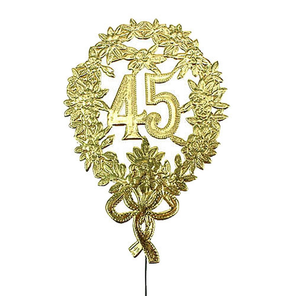 Viana Jubiläumskarte Jubiläumszahl 45 Gold Deko Ø8cm mit Draht, 10 Stück, Feier Dekoration