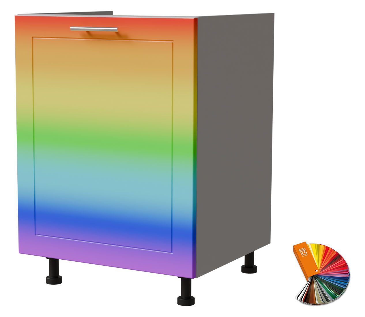 Feldmann-Wohnen Spülenunterschrank Bari (D1ZM/60, 1 Schublade, Blum Metabox Teilauszug, 1-St., moderne Kassettenoptik, lackierte Fronten, 60x50x82cm) grau / RAL Wunschfarbe matt (K5)