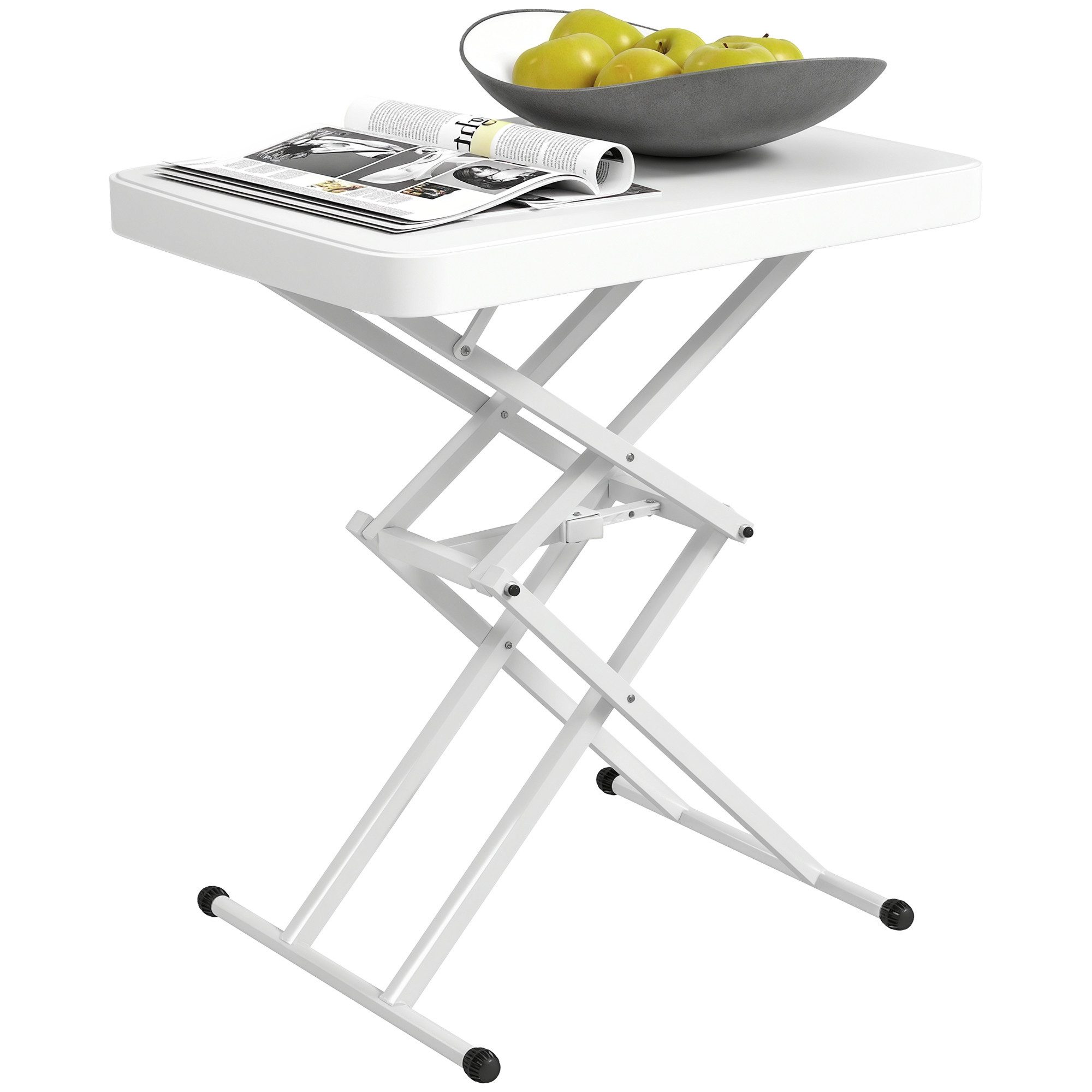 FELIXLEO Bistrotisch Gartentisch tragbar Kunststoff Metall Bistrotisch Terrasse Weiß (1-St)