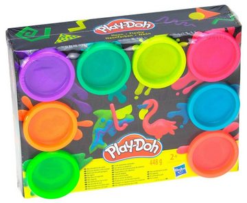Play-Doh Knete 8er Pack Neon Farben Knete mit 6 teiligem Knetwerkzeug im Set