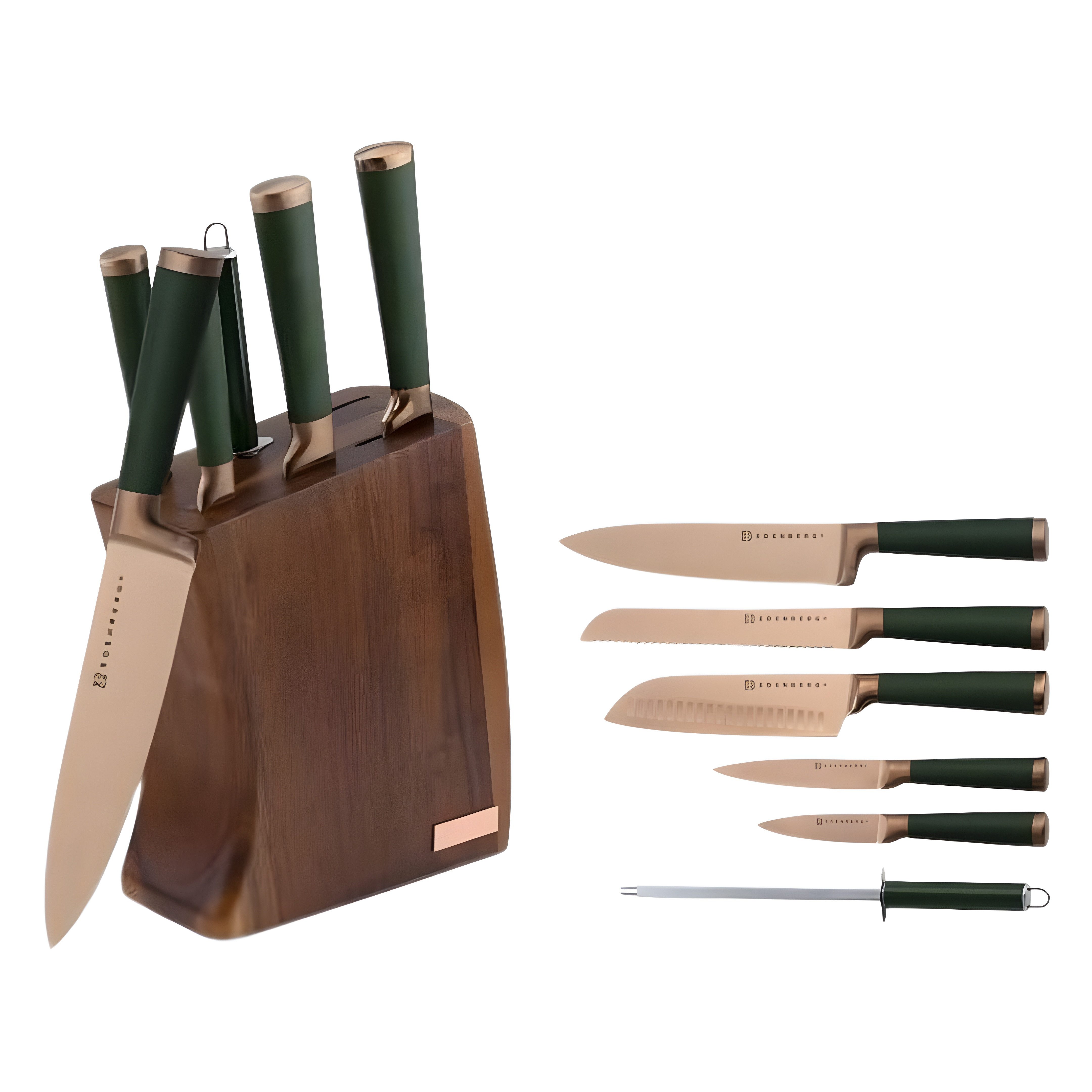 Edenberg Messerblock mit Messern Messerset mit Block Holz (7tlg), Holz-Messerblock, Titanbeschichtung