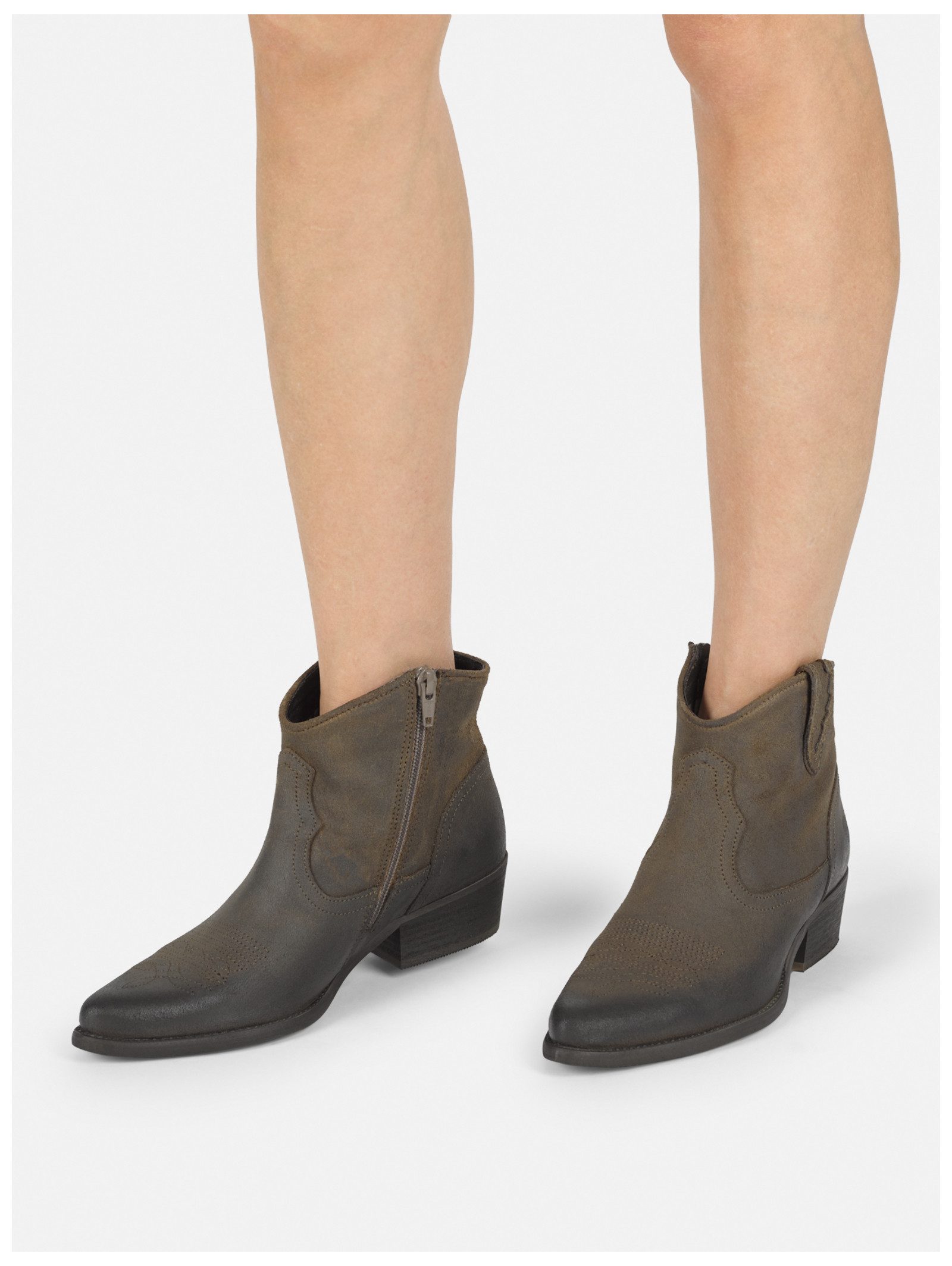 Felmini Stiefelette Veloursleder . Cowboy Stiefelette