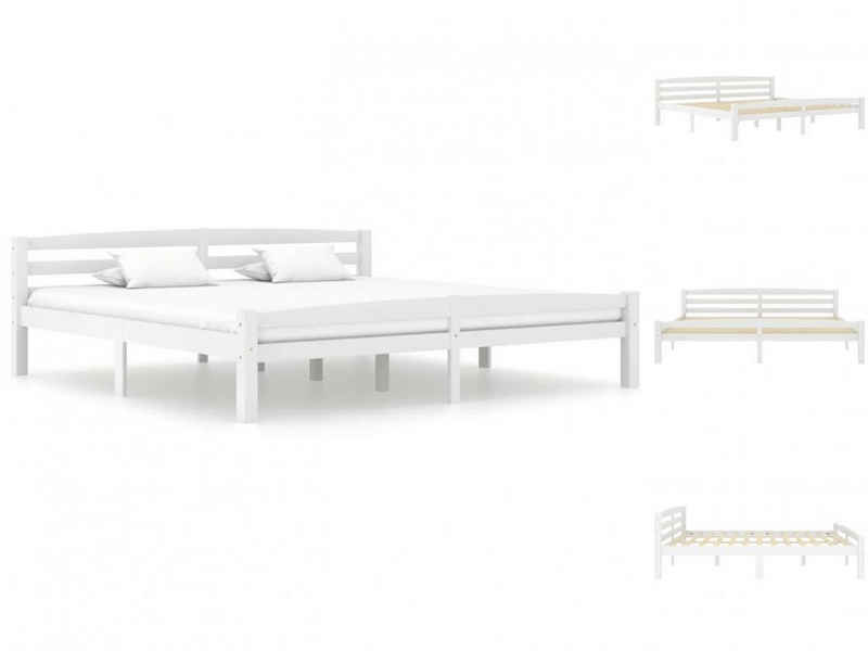 vidaXL Bettgestell Massivholzbett Weiß Kiefer 200x200 cm Doppelbett Bett Bettrahmen Bettg
