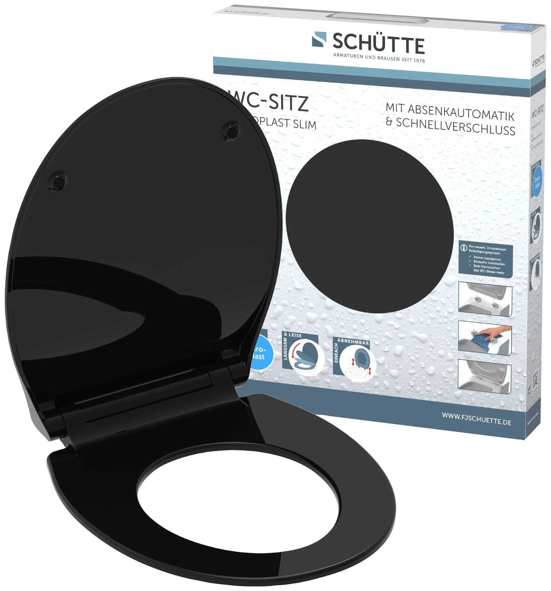 Schütte WC-Sitz SLIM, Duroplast, Absenkautomatik, Schnellverschluss, besonders flache Form