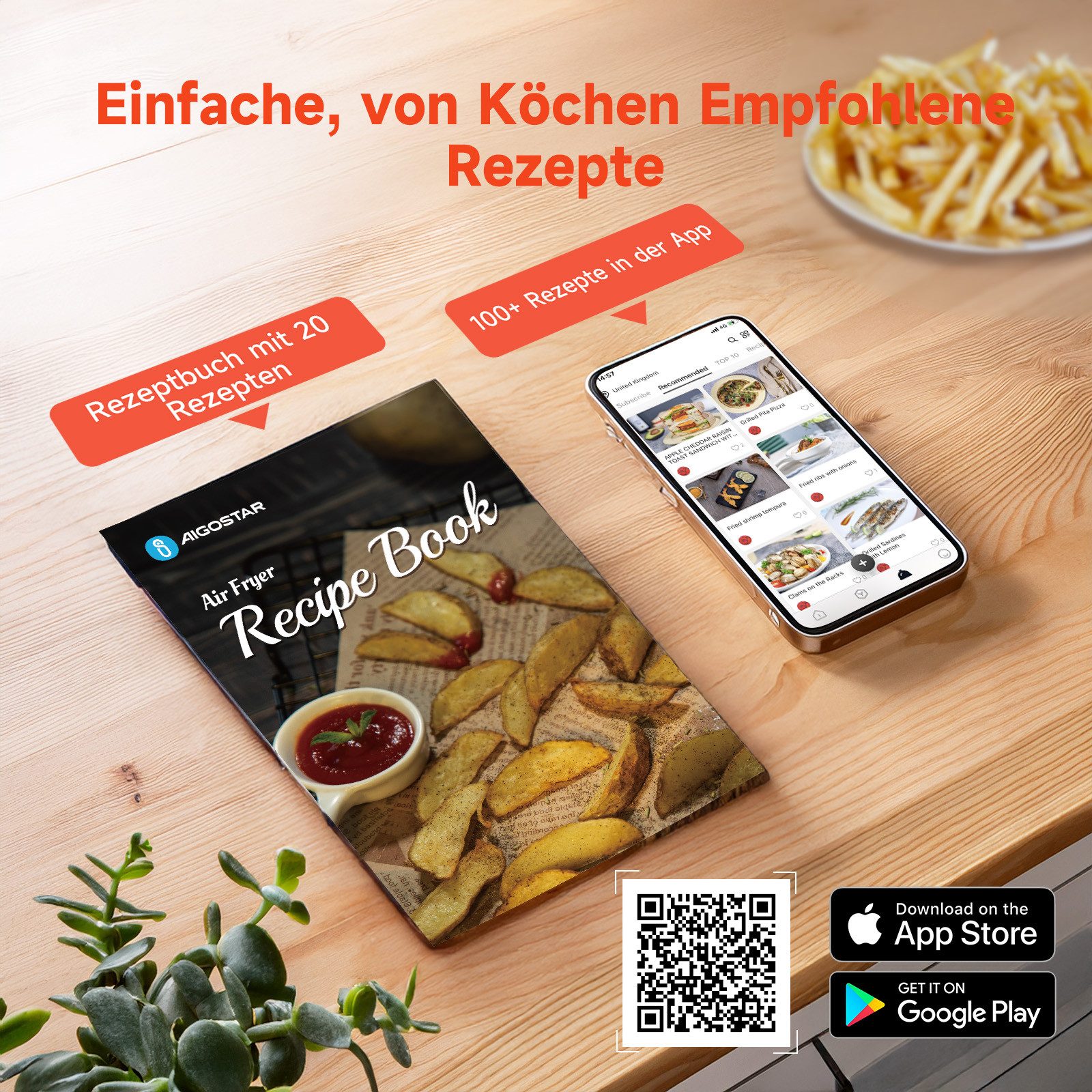 Aigostar Heißluftfritteuse Cube - 7L 1900W Airfryer mit LED-Touchscreen, 7-in-1, Ohne Öl, 90% weniger Fett, 1900,00 W, Temperatursteuerung (80 - 200 °C), 1 - 60 Mins Timer, Memory-Funktion