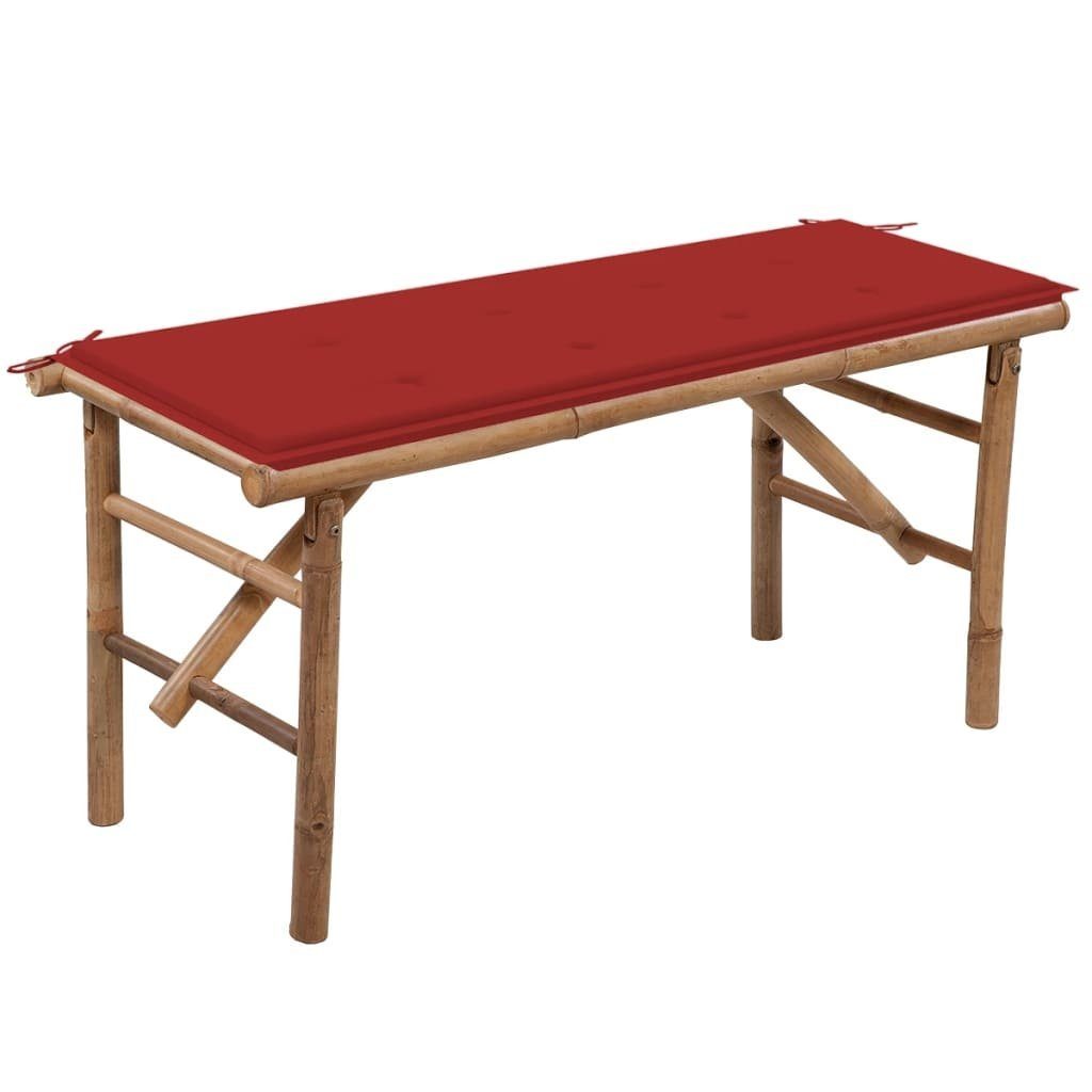 furnicato Gartenbank Klappbare mit Auflage 118 cm Bambus (1-St., 1 x Bank, 1 x Auflage)
