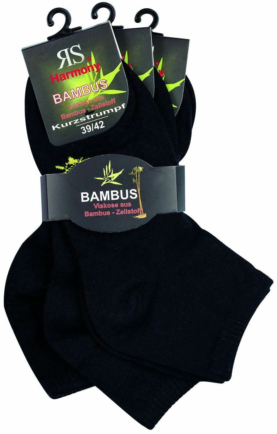 RS Harmony Kurzsocken Bambus Viskose Socken Bambussocken 3 oder 6 Paar Softrand (3-Paar) verstärkte Ferse und Spitze, handgekettelt